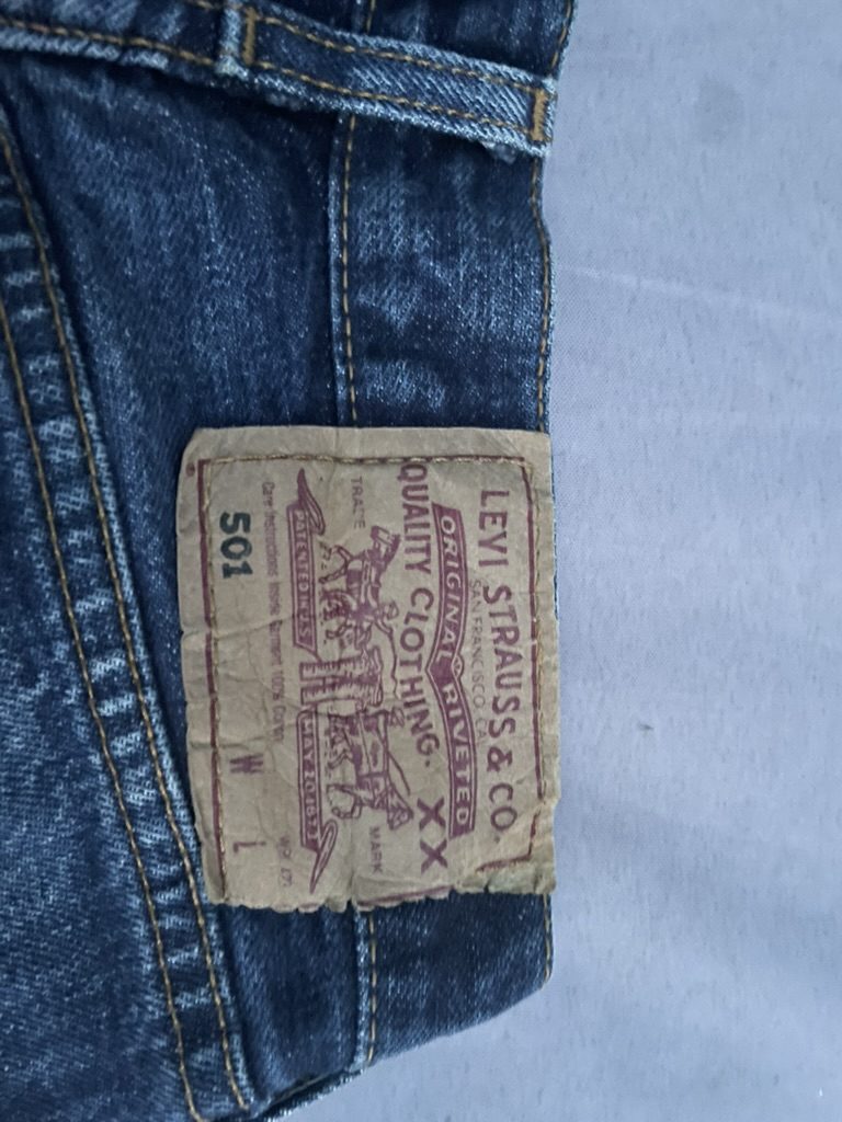 Levi's Blue 501 Denim Shorts Large Distressed Hem image 3
