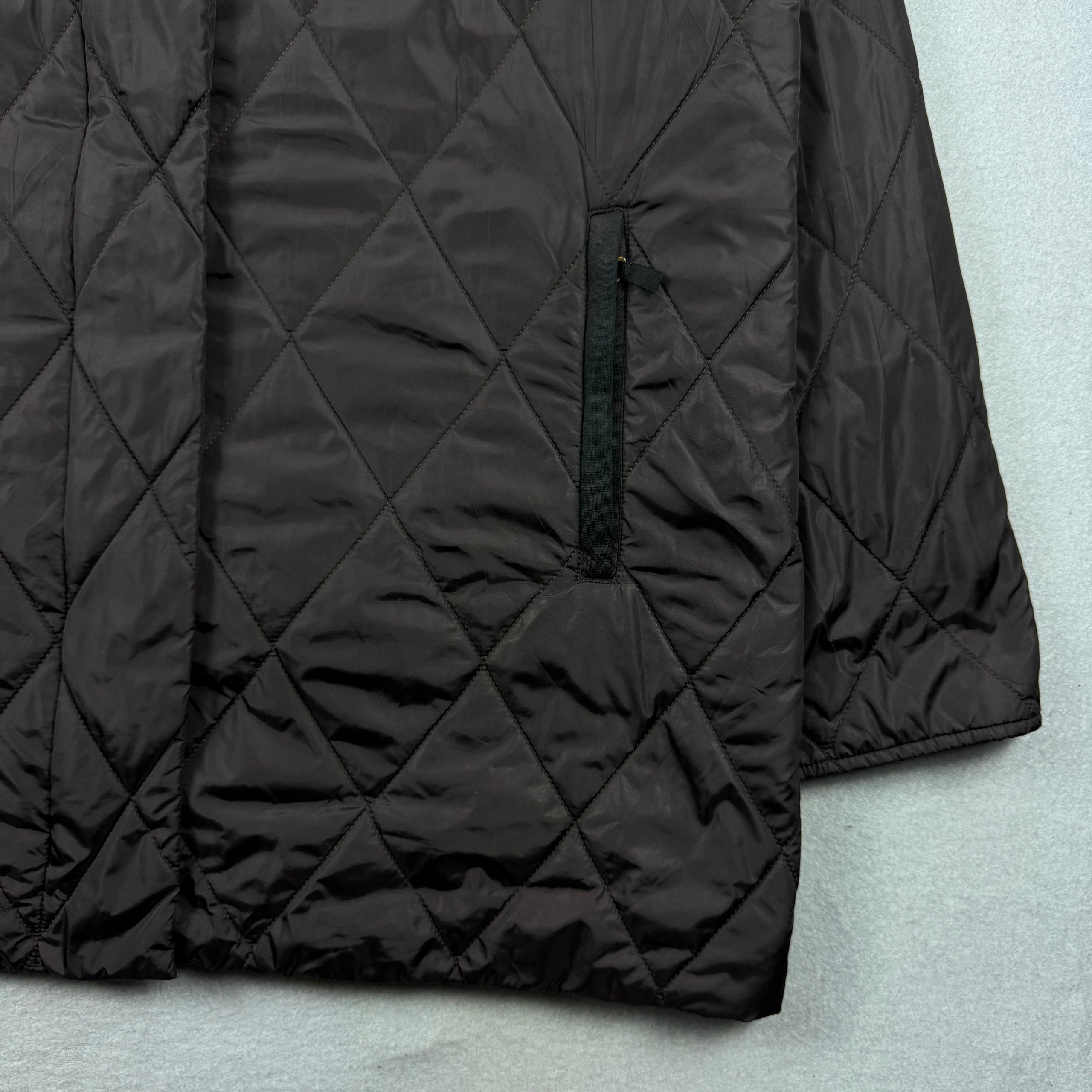 Burberry London Vintage Dark Brown Quilted Women`s Jacket Classic Check Lining Size 48 / XL image 6