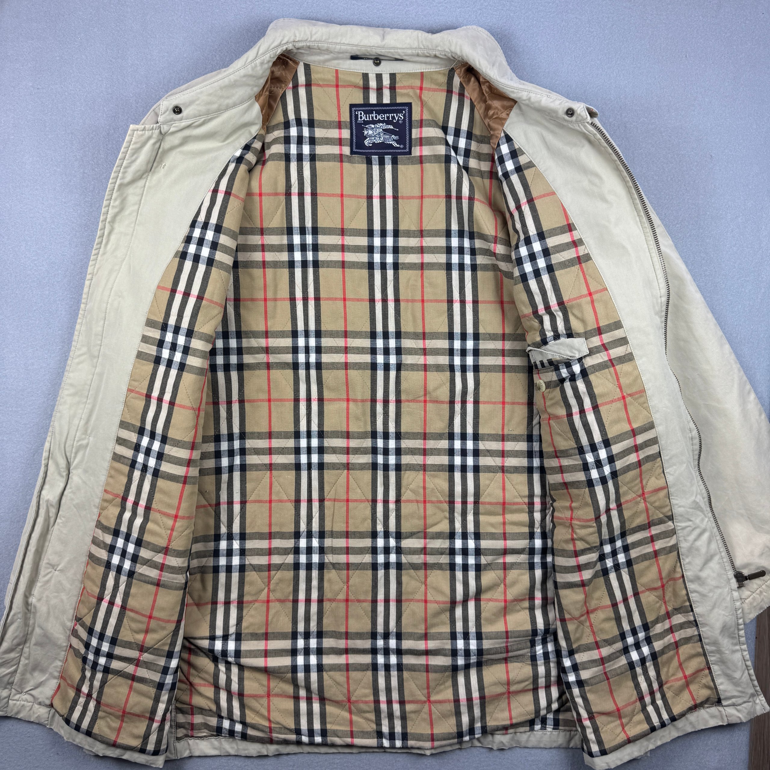 Burberrys Vintage Beige Cotton Men`s Jacket Classic Check Lining Size 56 / XXL image 2