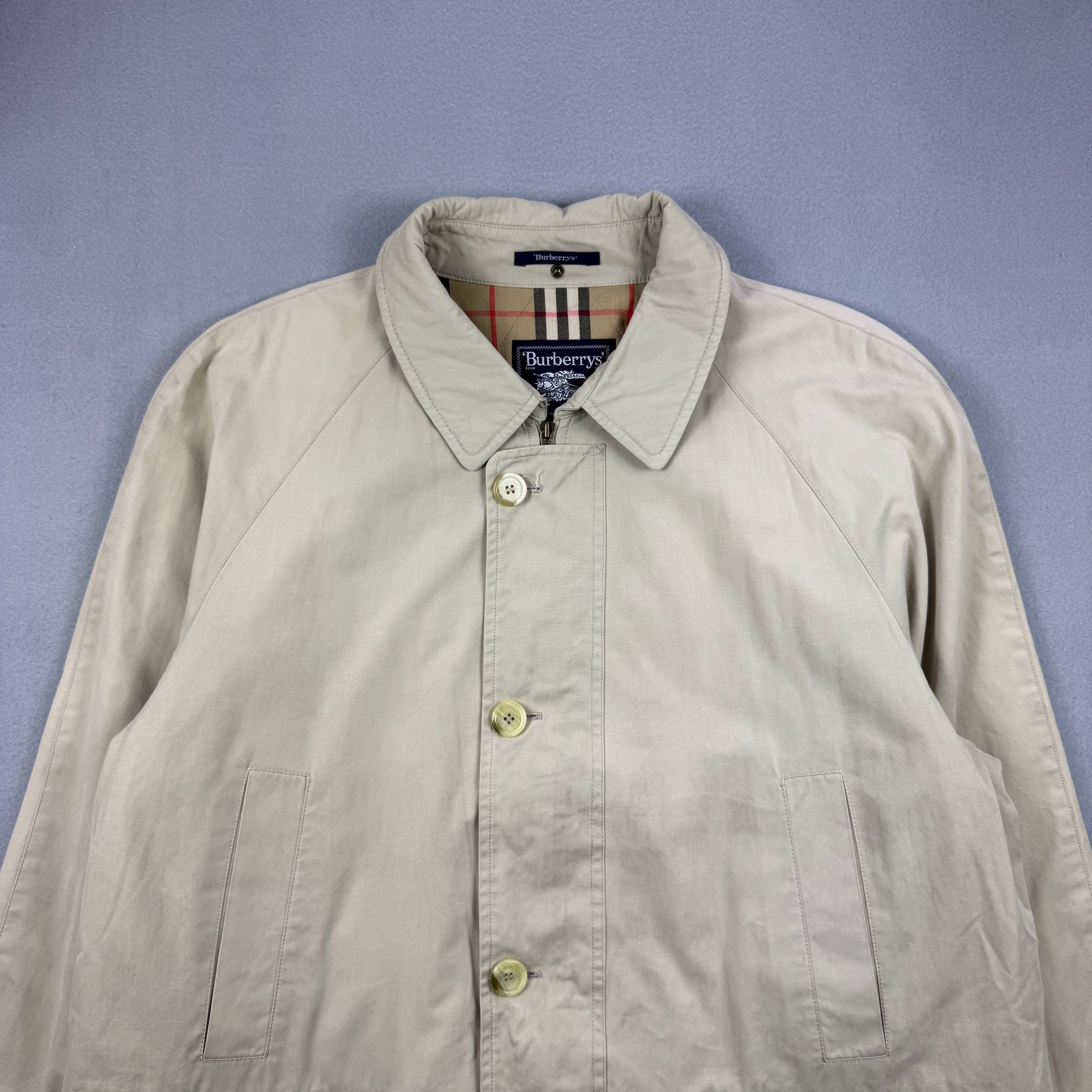 Burberrys Vintage Beige Cotton Men`s Jacket Classic Check Lining Size 56 / XXL image 4