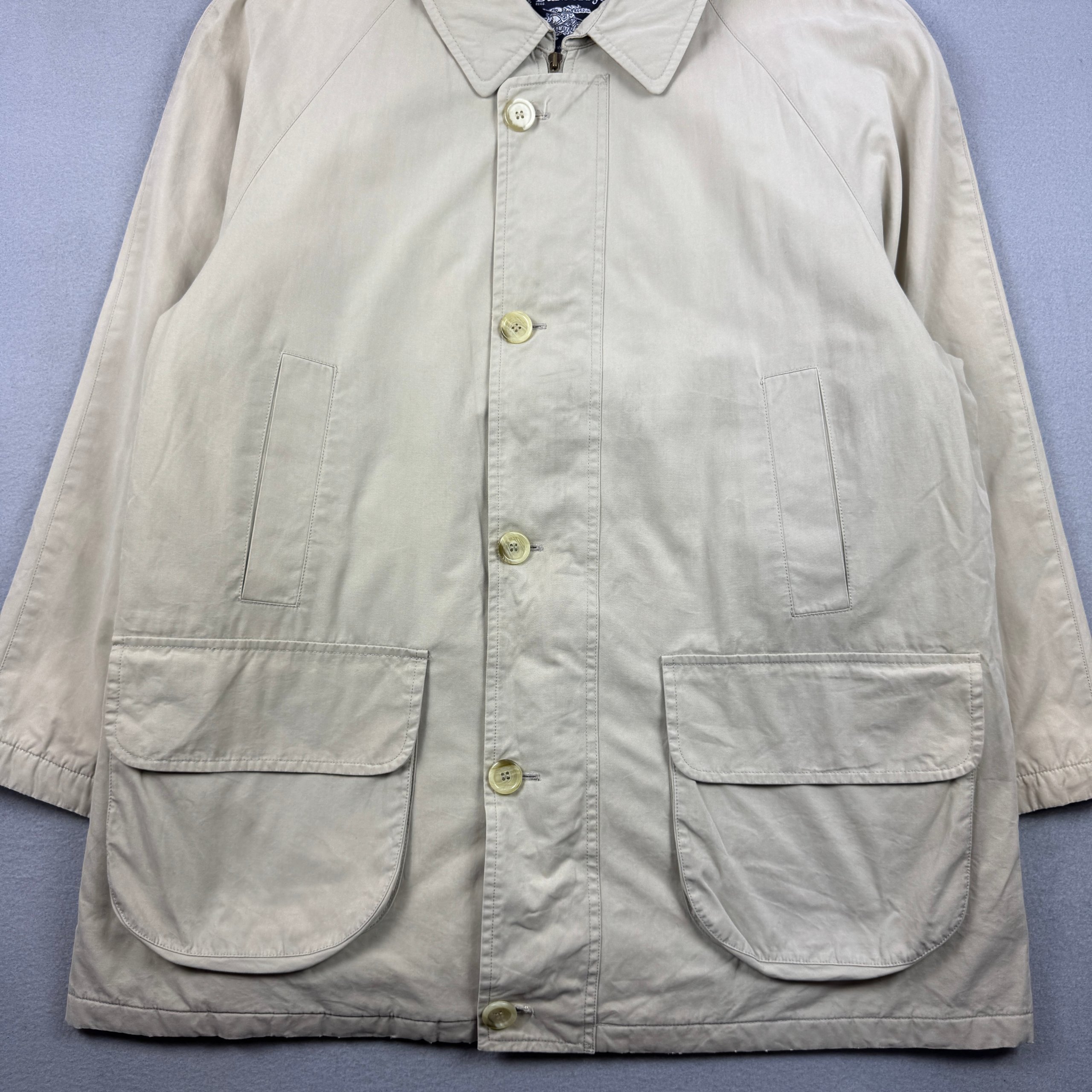 Burberrys Vintage Beige Cotton Men`s Jacket Classic Check Lining Size 56 / XXL image 5