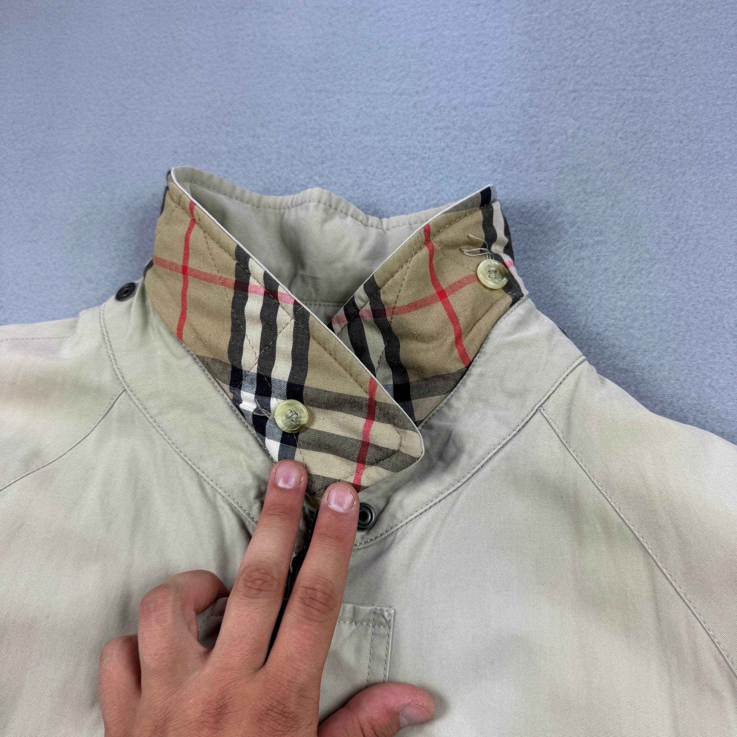 Burberrys Vintage Beige Cotton Men`s Jacket Classic Check Lining Size 56 / XXL image 6