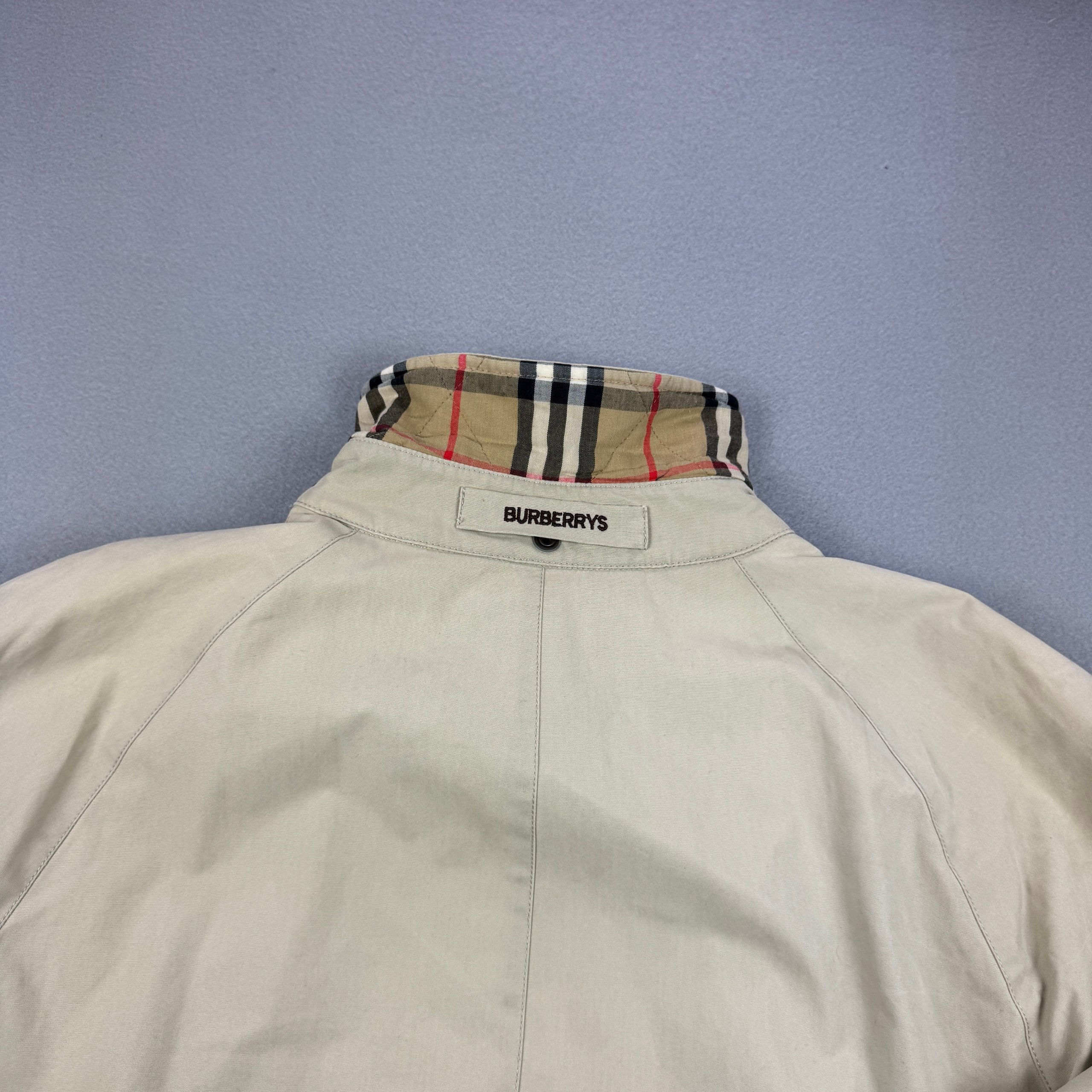 Burberrys Vintage Beige Cotton Men`s Jacket Classic Check Lining Size 56 / XXL image 7