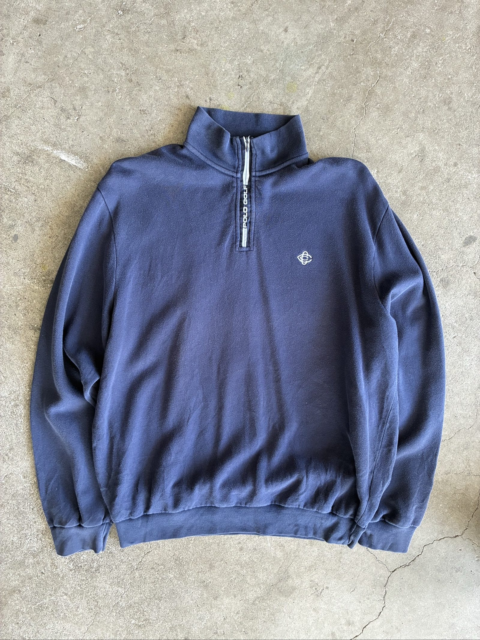 Vintage Polo Golf Ralph Lauren Navy Half-Zip Sweatshirt Large Cotton Acrylic