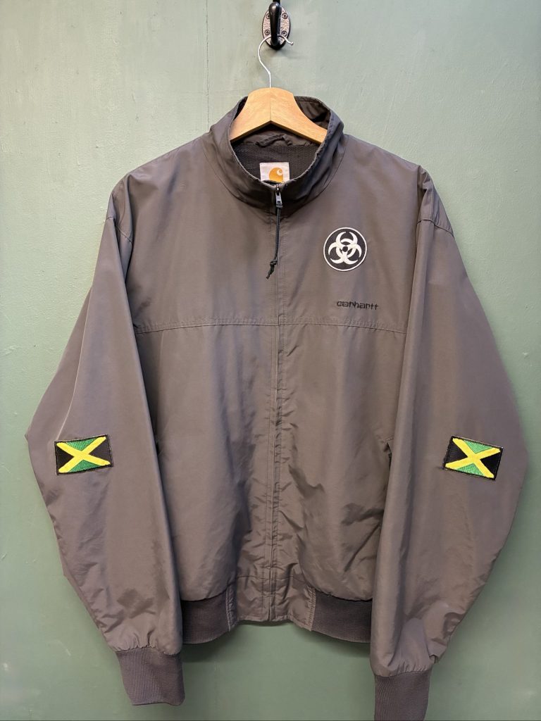 Vintage Carhartt y2k charcoal Zip-Up Jacket XL personalised Jamaica Flag