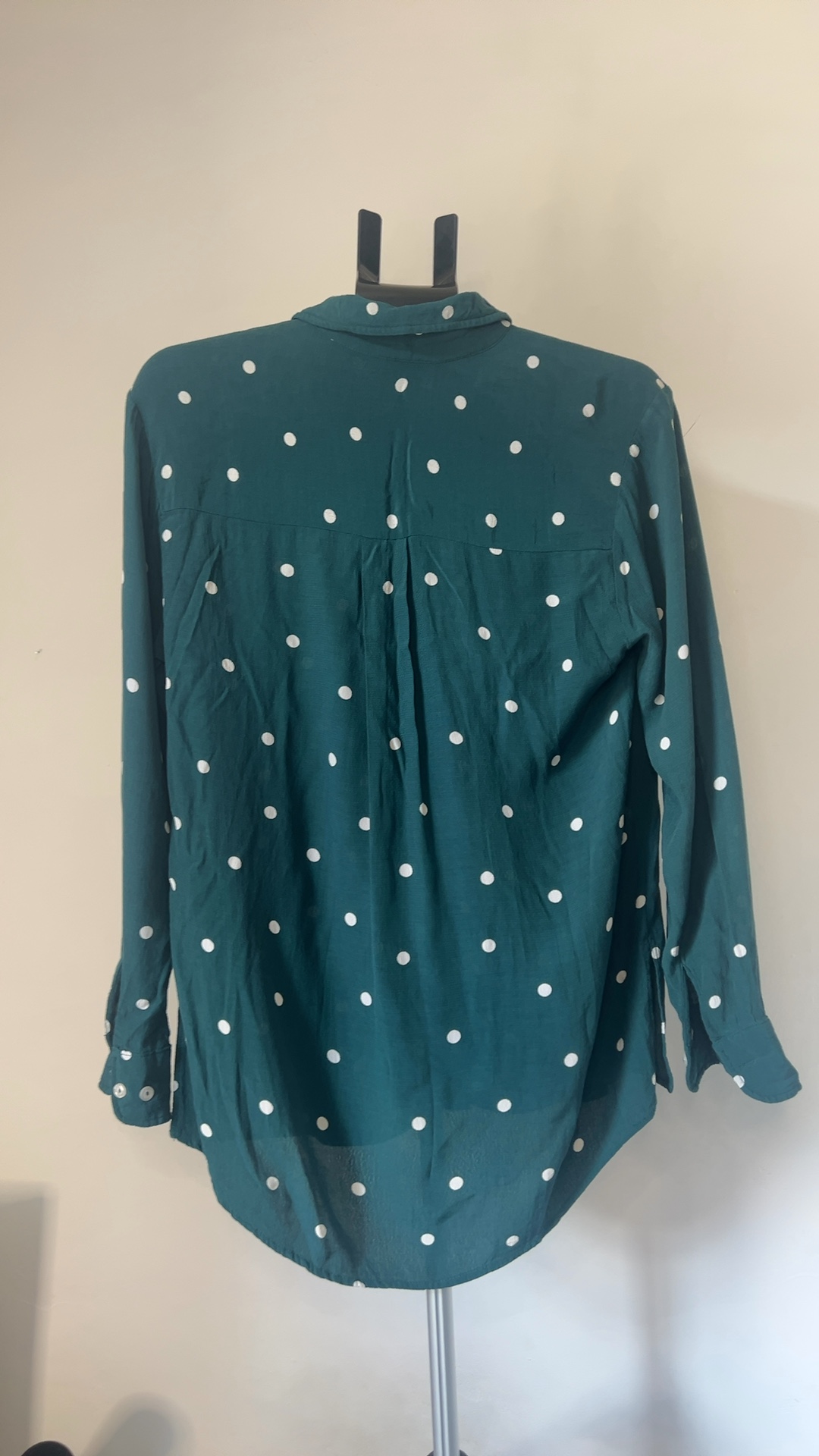 Topshop Green & White Polka Dot Blouse UK 8 Viscose image 4