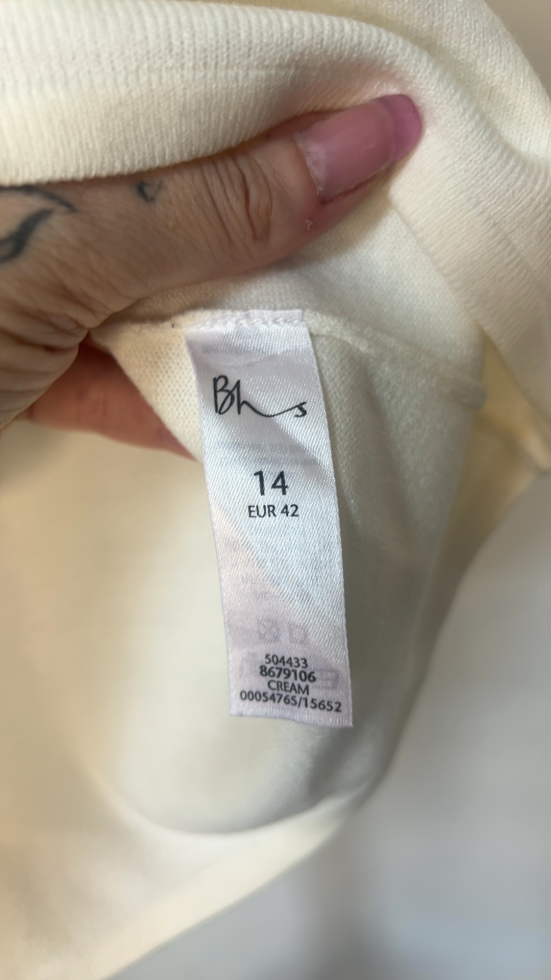 BHS Cream Women's Knit Top Size 14 image 2