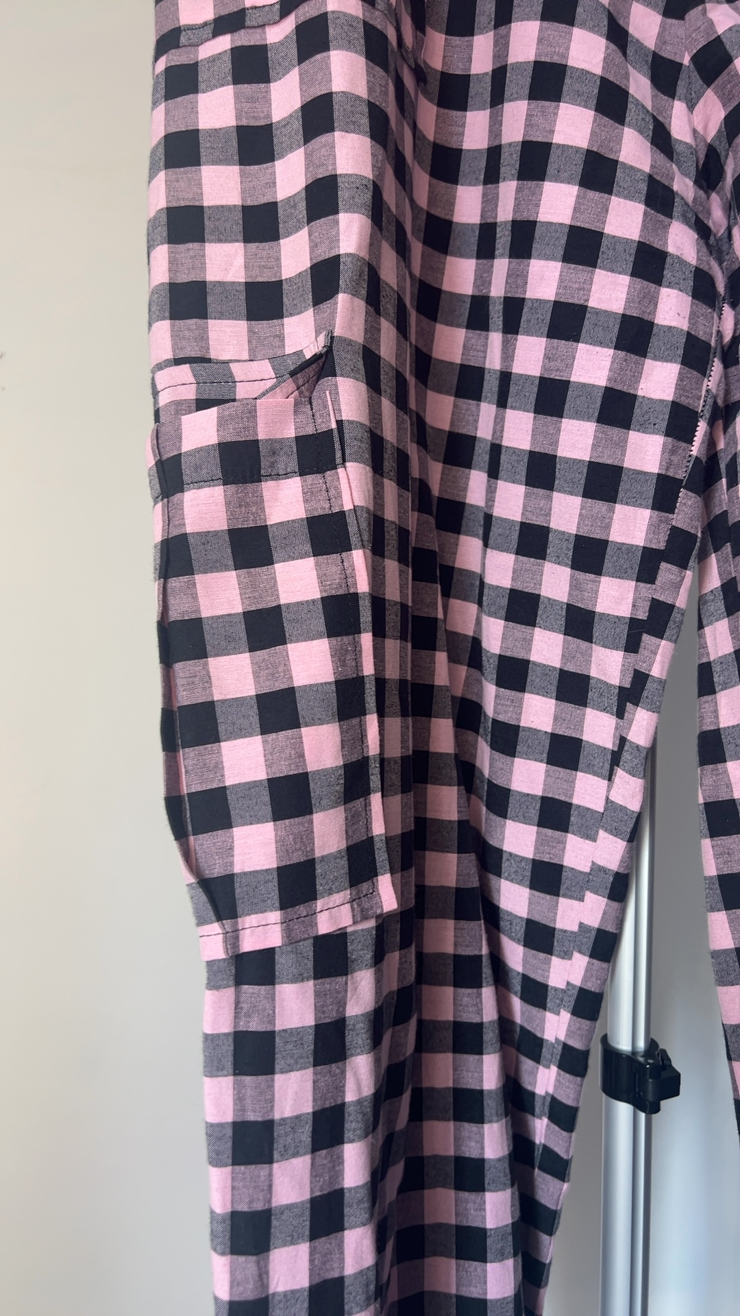 The Ragged Priest Pink & Black Checked Cargo Trousers Large image 3