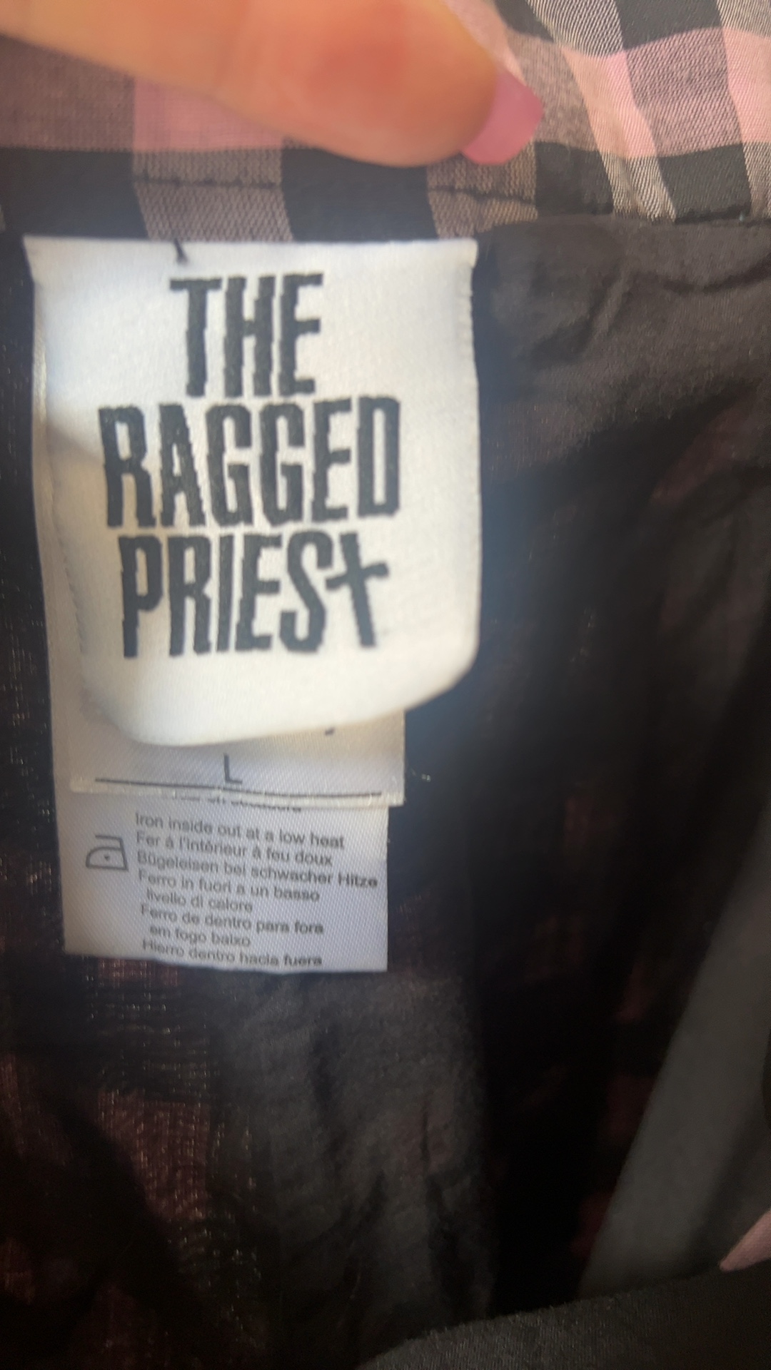 The Ragged Priest Pink & Black Checked Cargo Trousers Large image 4