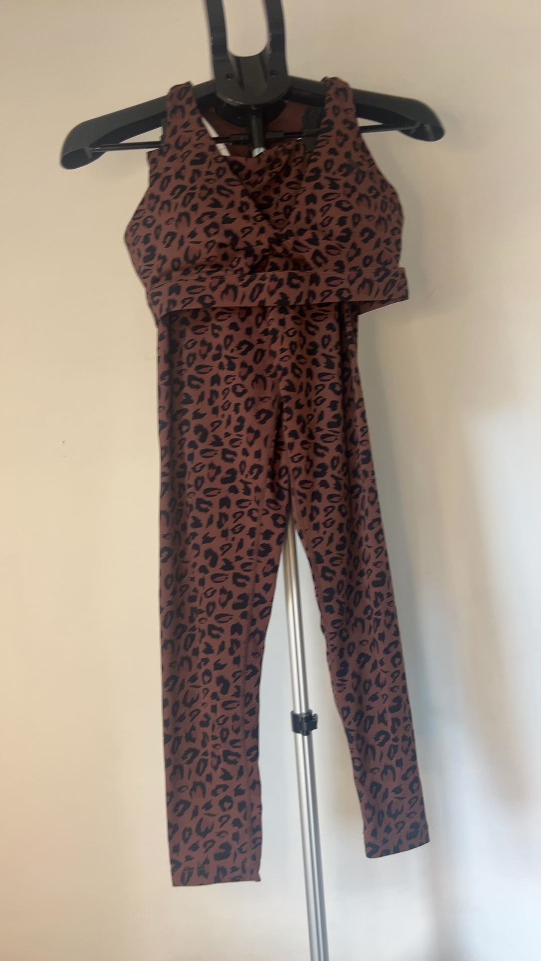 Ryderwear Women's Brown & Black Leopard Print Activewear Set Medium