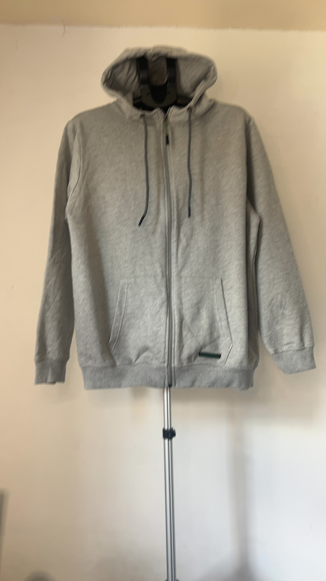 Workwear Grey Zip-Up Hoodie Small Organic Cotton & Recycled Polyester image 2