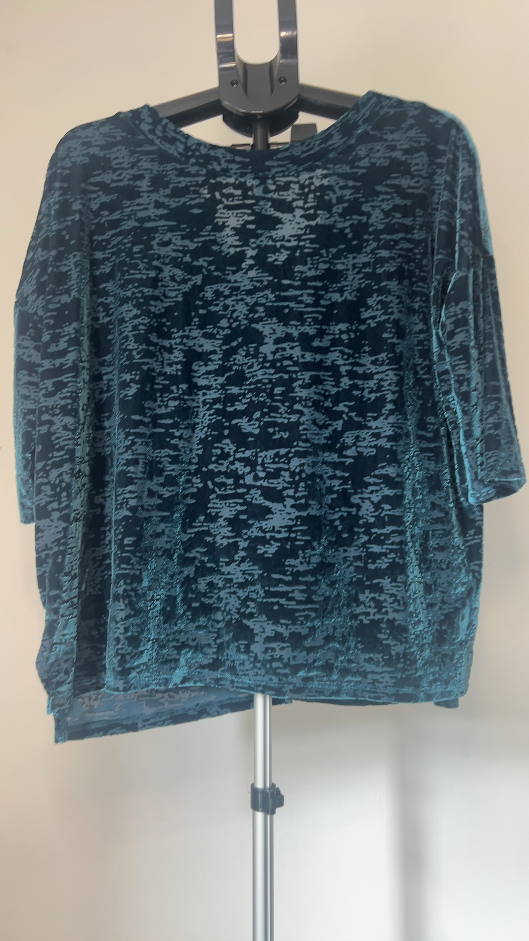 Next Women's Teal Blue Patterned Velvet Top UK 18