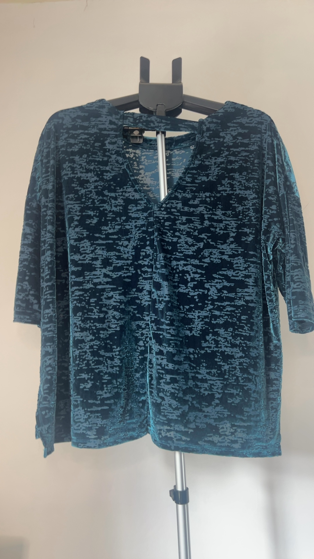 Next Women's Teal Blue Patterned Velvet Top UK 18 image 2