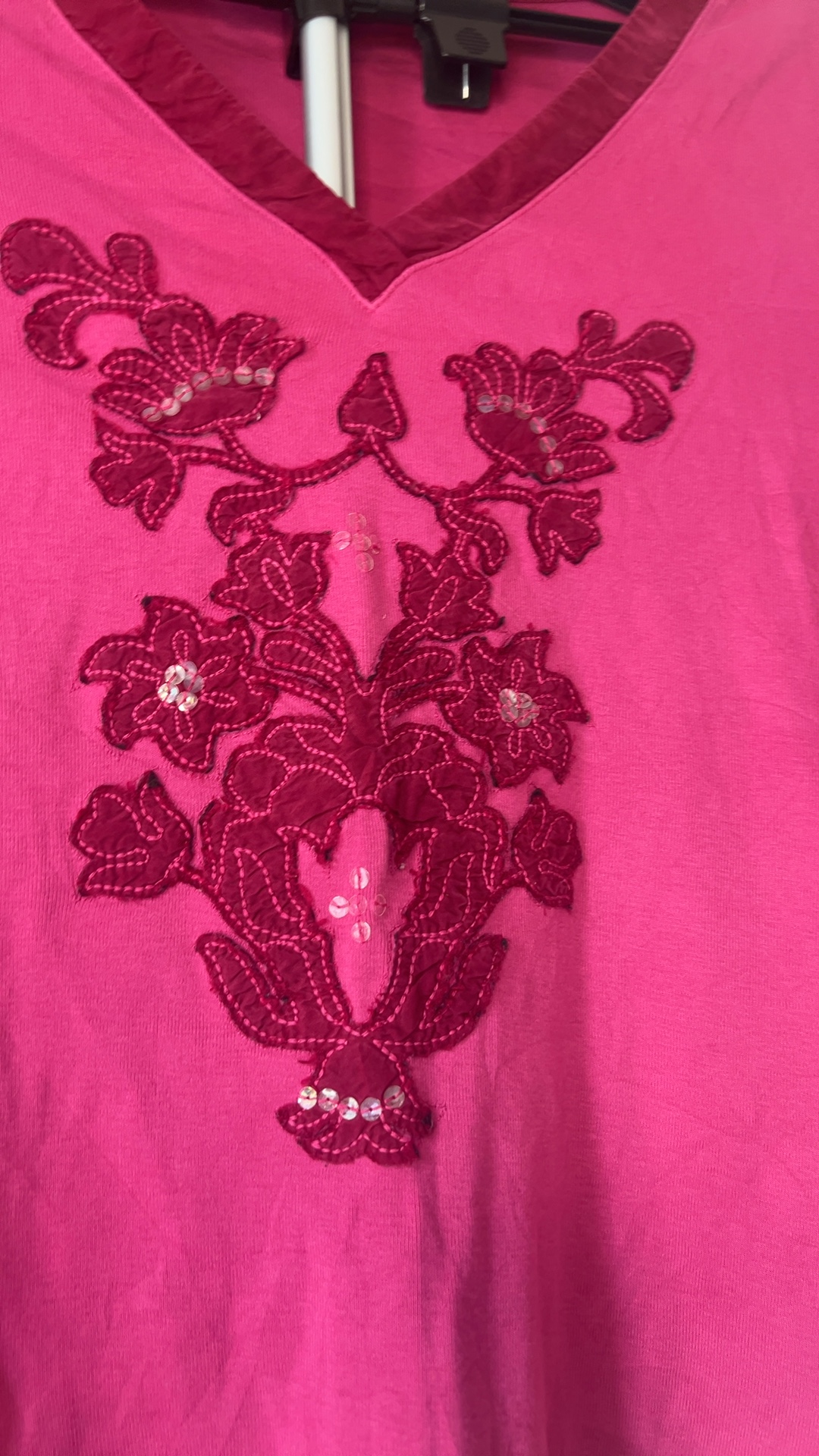Marks & Spencer Dark Pink Embroidered Long Sleeve Top UK 14 image 2
