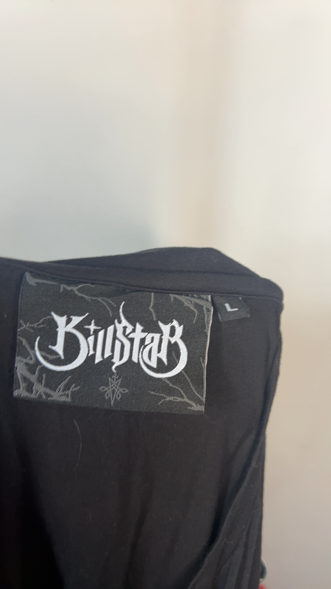 Killstar Black Mesh Hem Detail Leather Strap Long Sleeve ALternative Top M image 7