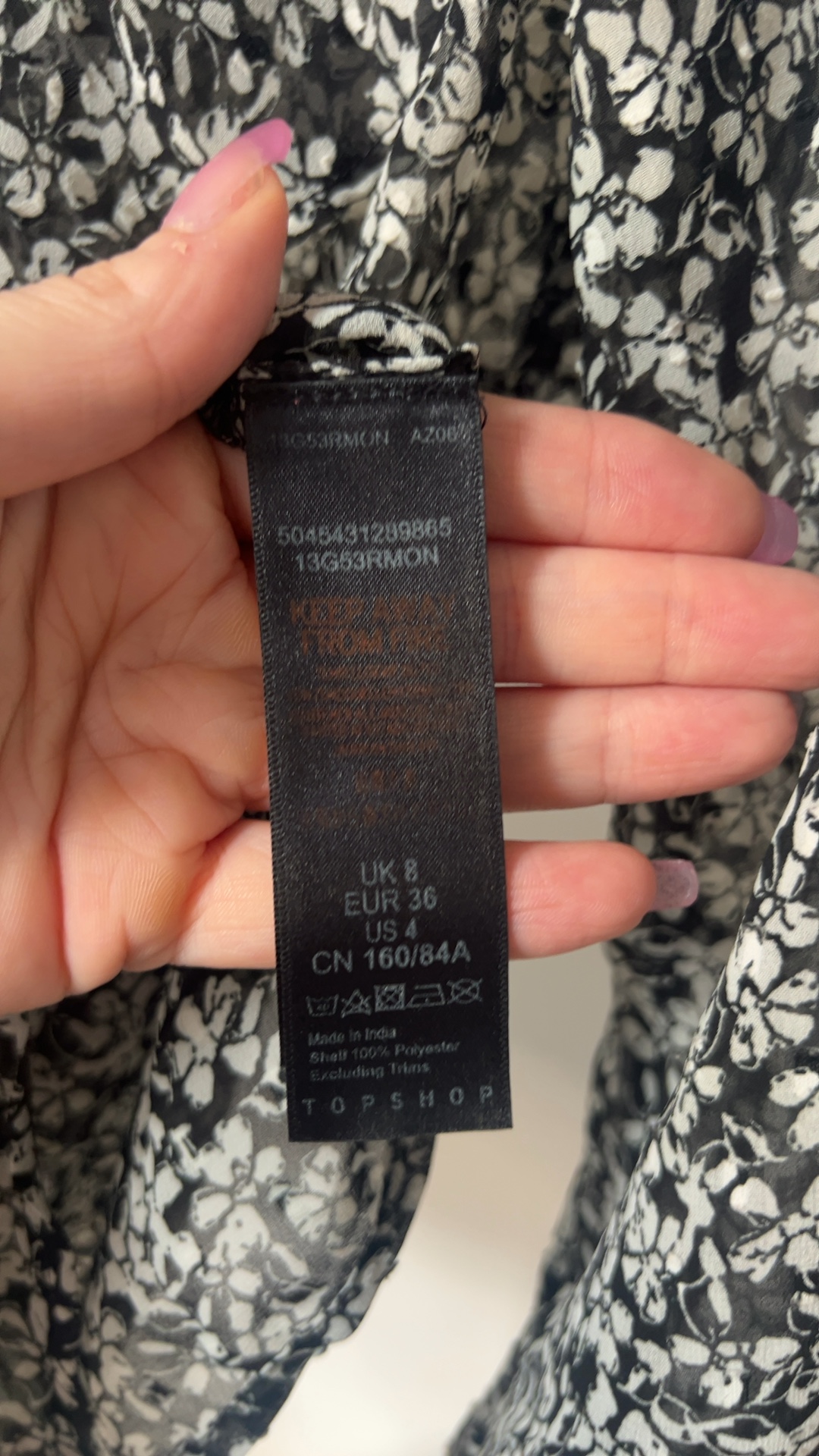 Topshop Black & White Floral Sheer Mesh Ruffle Blouse UK 8 image 4