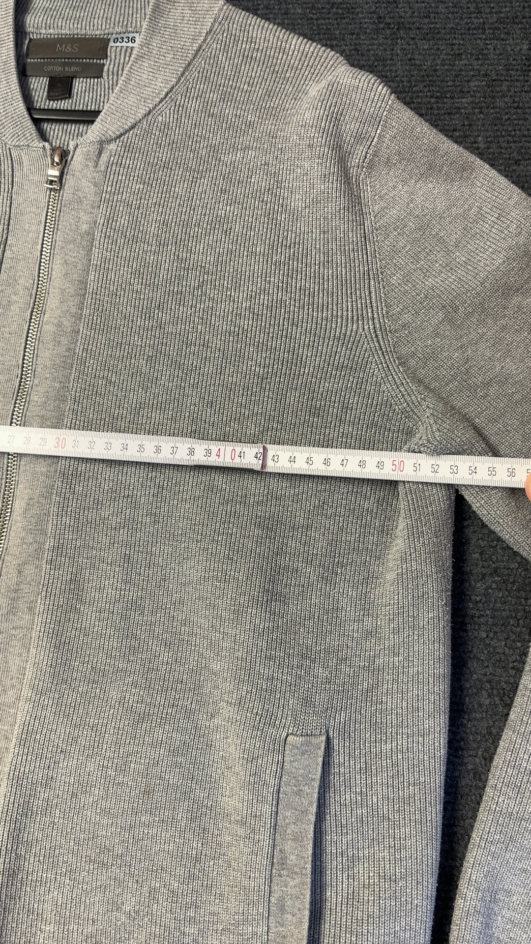 M&S Grey Marl Cotton Blend Zip Cardigan XL Regular image 4