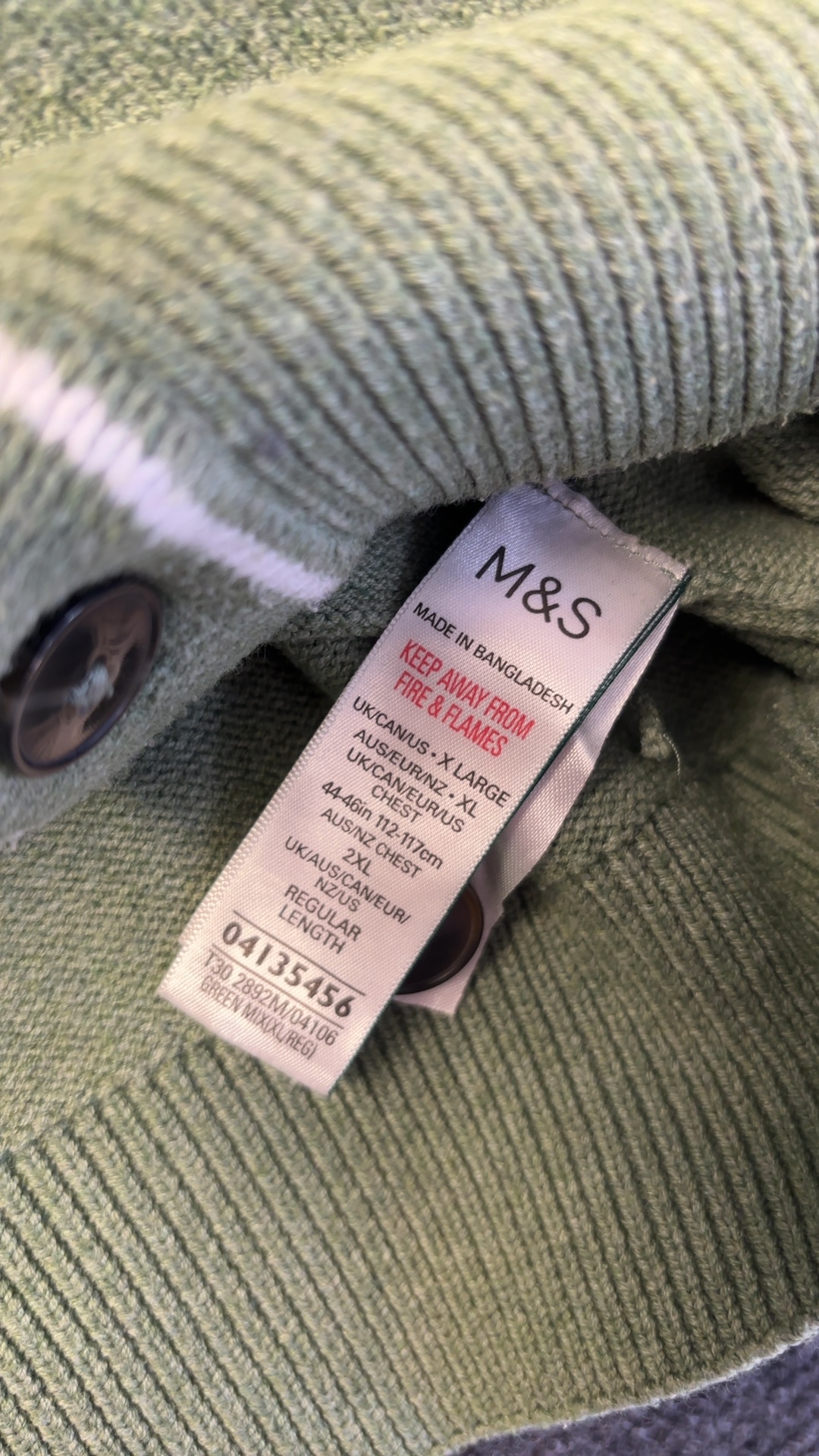 Marks and Spencer Green Mix Cotton Blend Cardigan XL Lightweight Pocket image 6