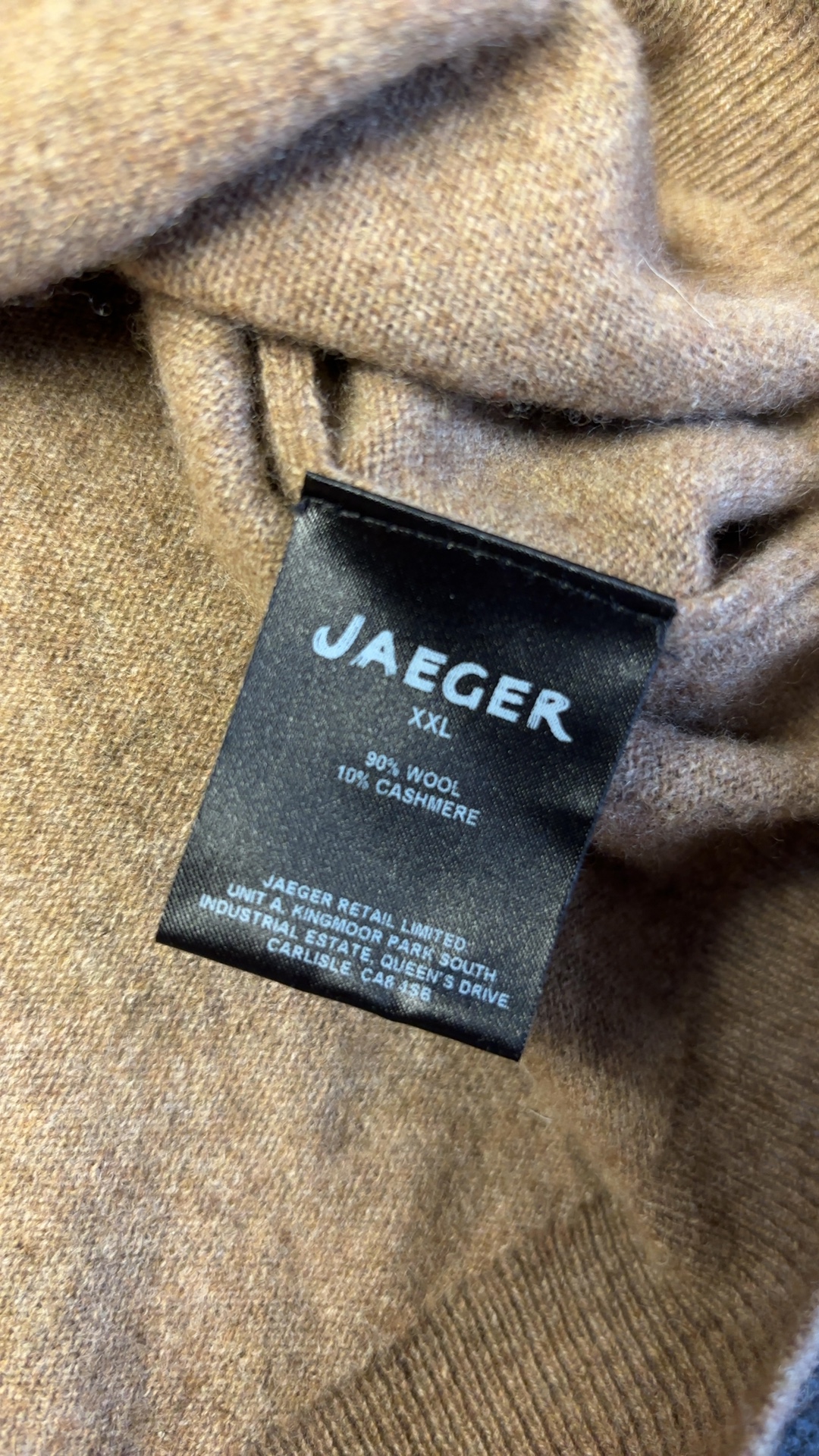 Jaeger Men's Camel Wool & Cashmere V-Neck Jumper XXL excellent condition image 4