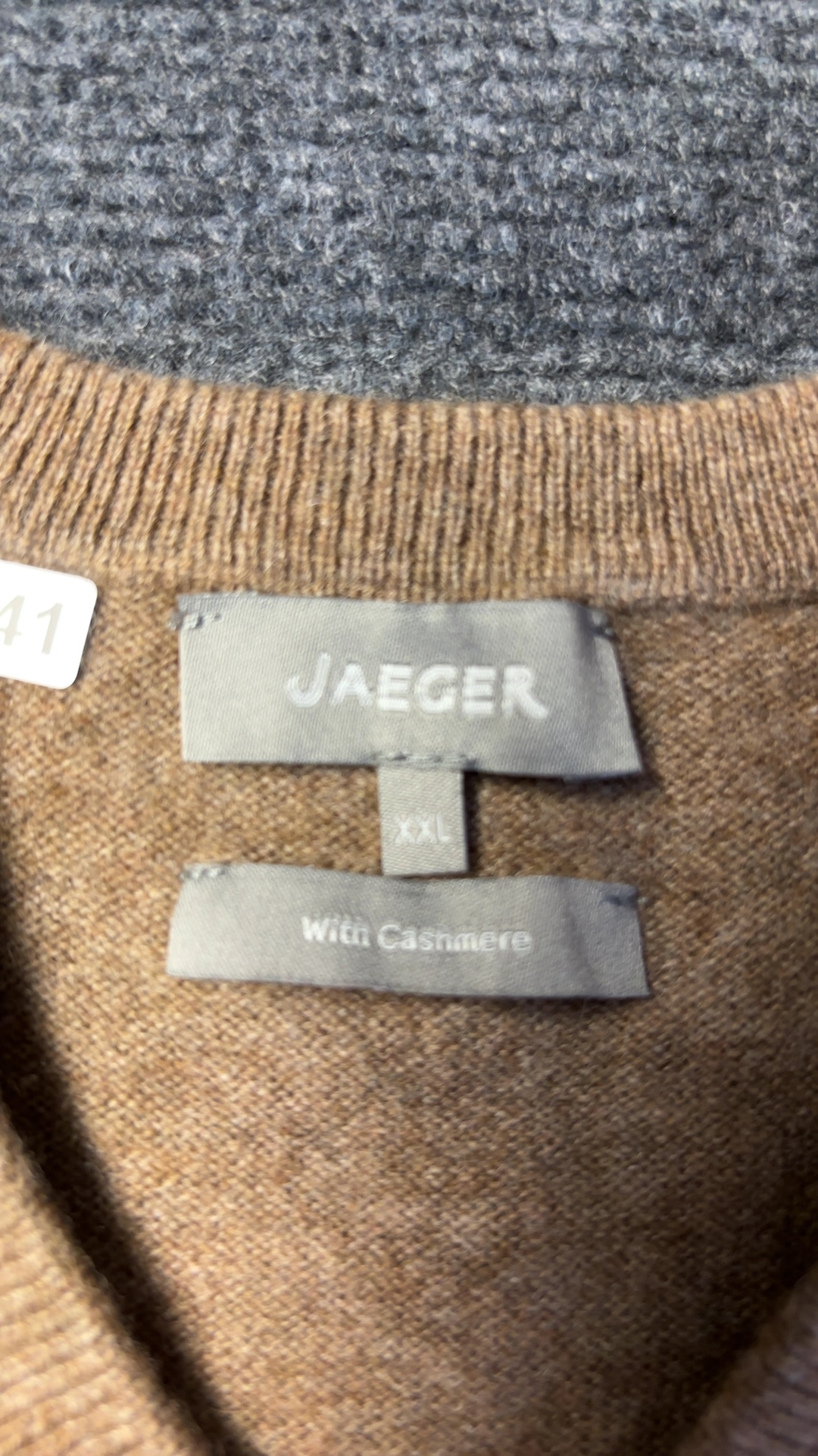 Jaeger Men's Camel Wool & Cashmere V-Neck Jumper XXL excellent condition image 7