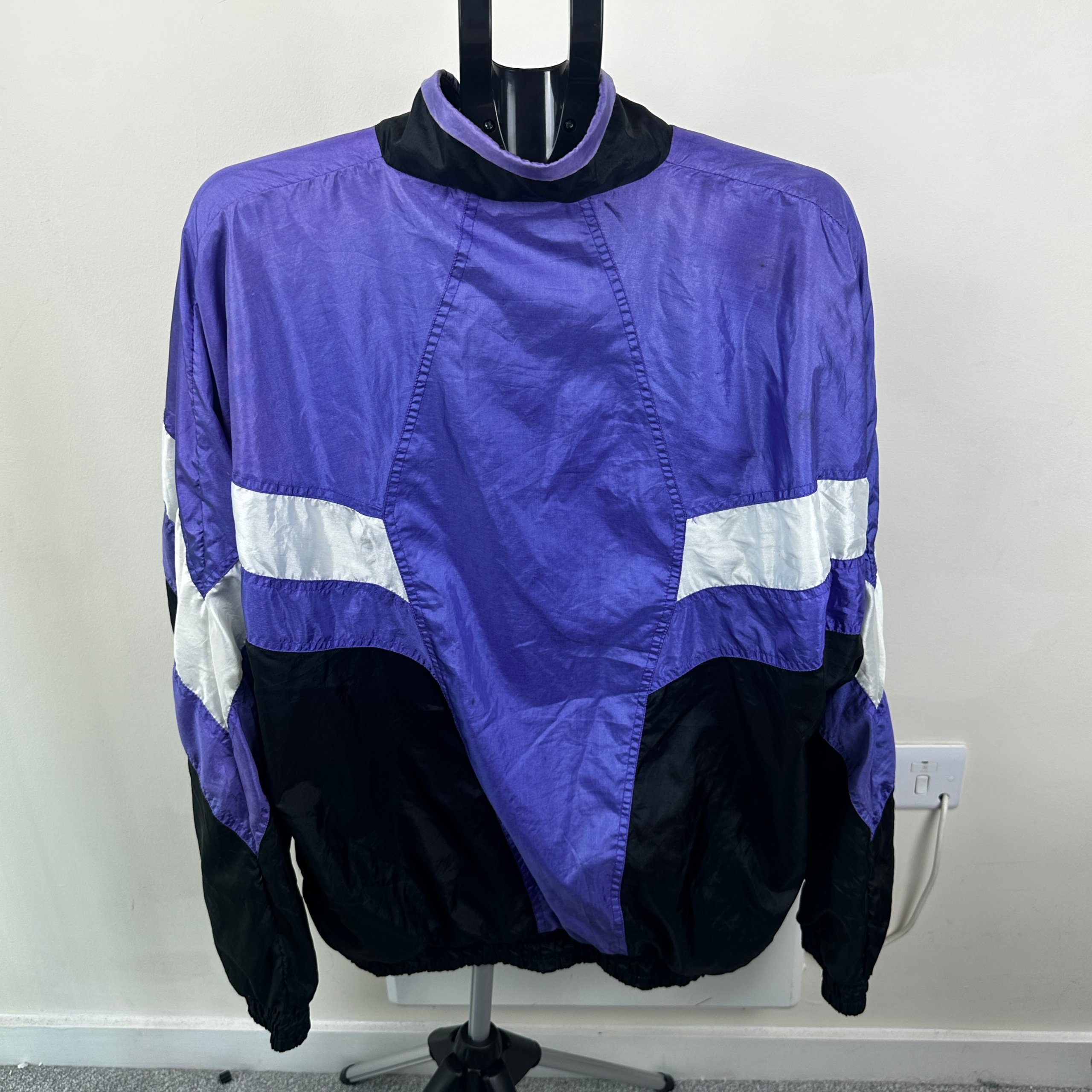 Vintage 90s Puma Activ Nylon Track Jacket Purple Black White Men’s XL image 6