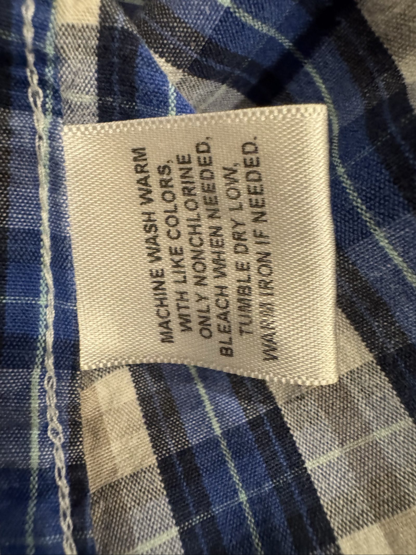 Men’s Roundtree & Yorke Trim Fit Plaid Button-Down Shirt – Blue Gray White – Large image 6