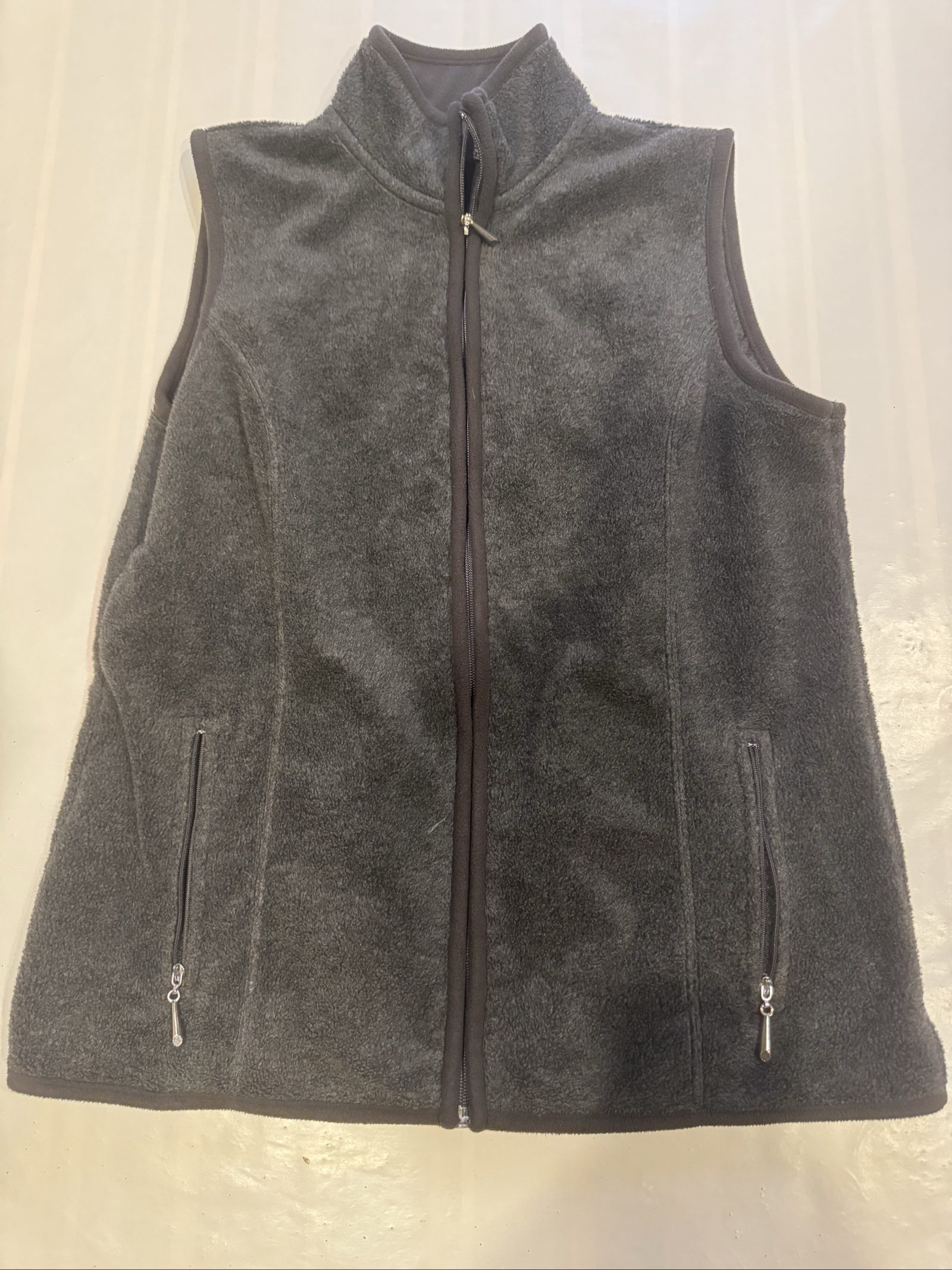 Karen Scott Grey Fleece Vest Small 100% Polyester