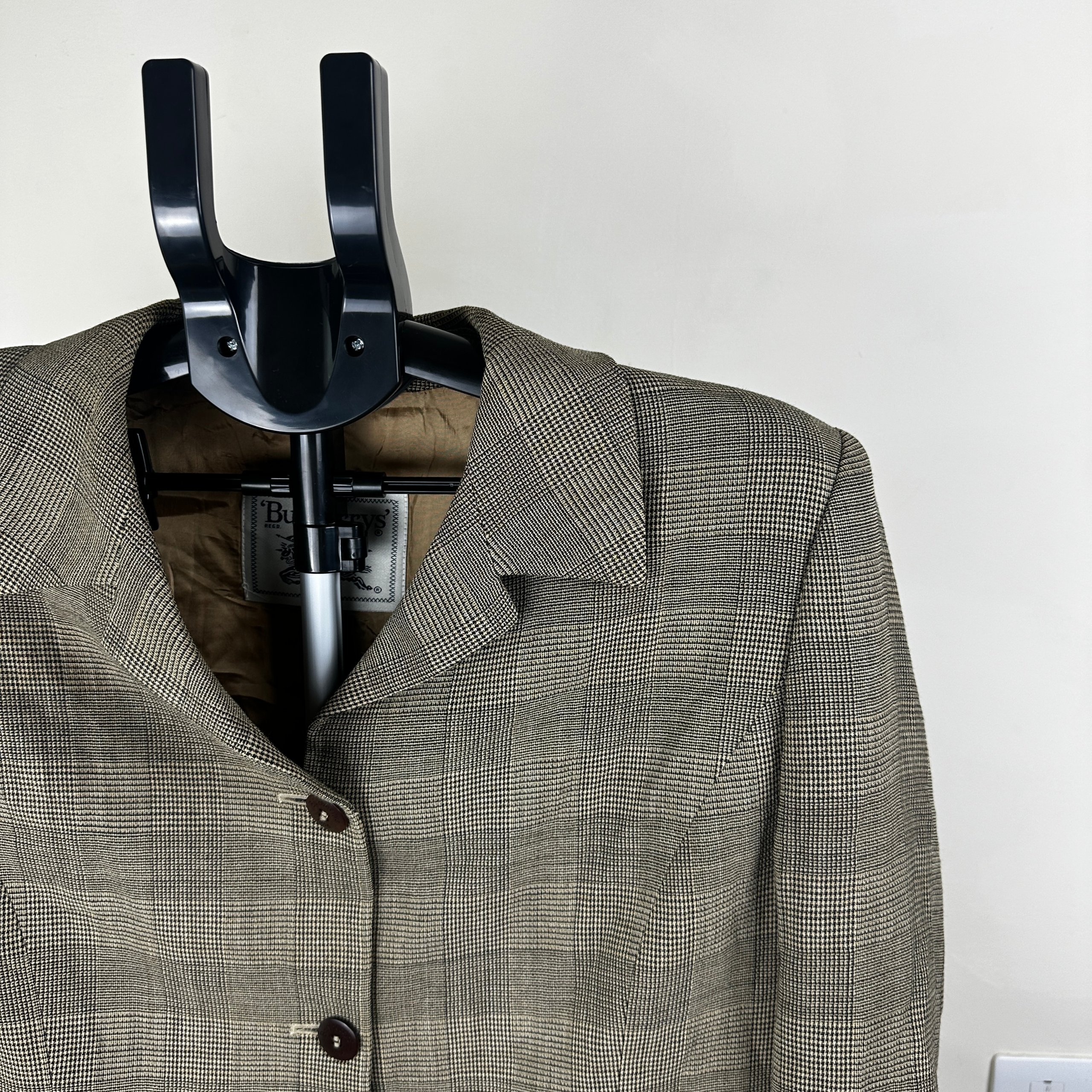 Vintage Burberrys Houndstooth Wool Blazer – Brown & Beige image 2