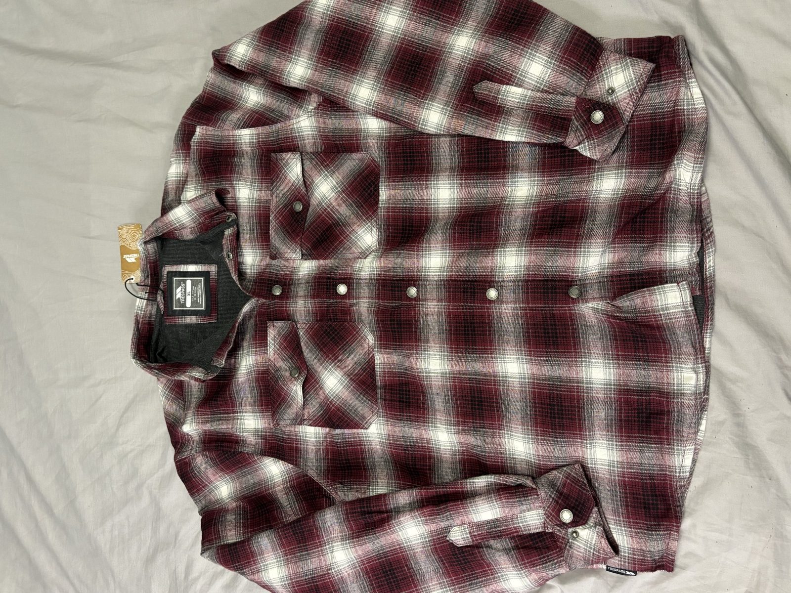 Trespass Men's Red & White Checked Flannel Shirt XL