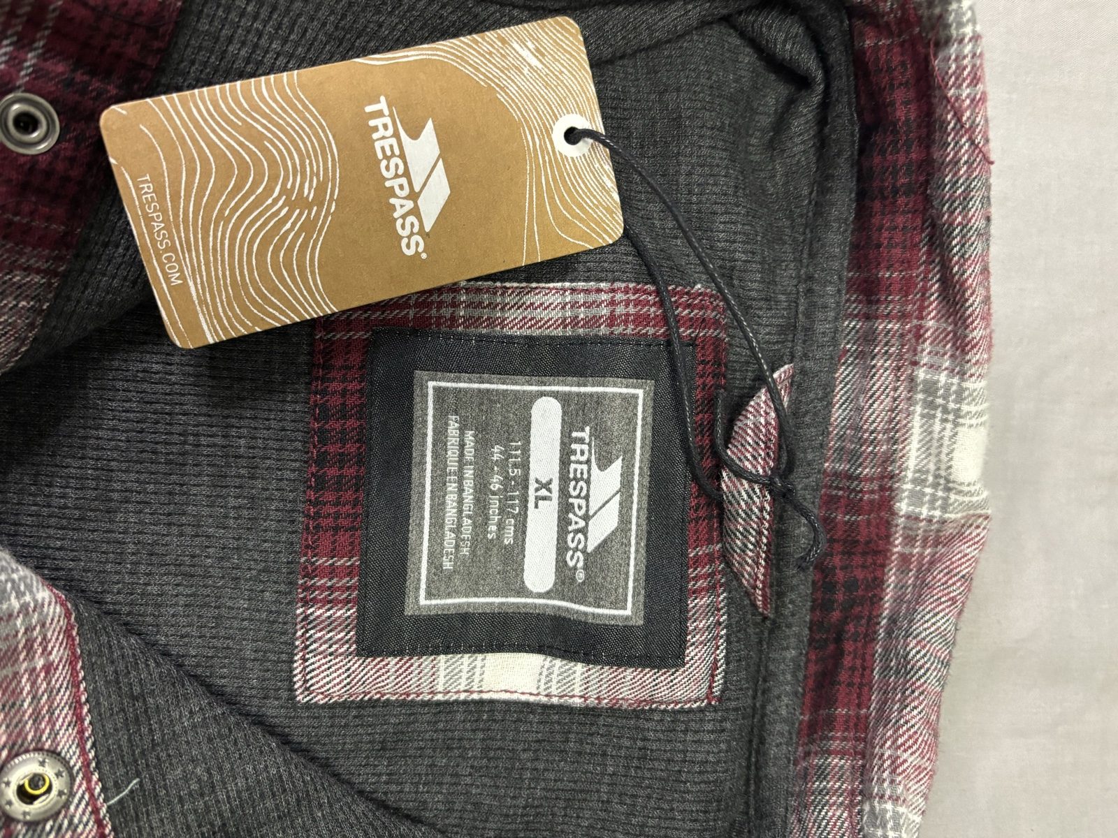 Trespass Men's Red & White Checked Flannel Shirt XL image 5