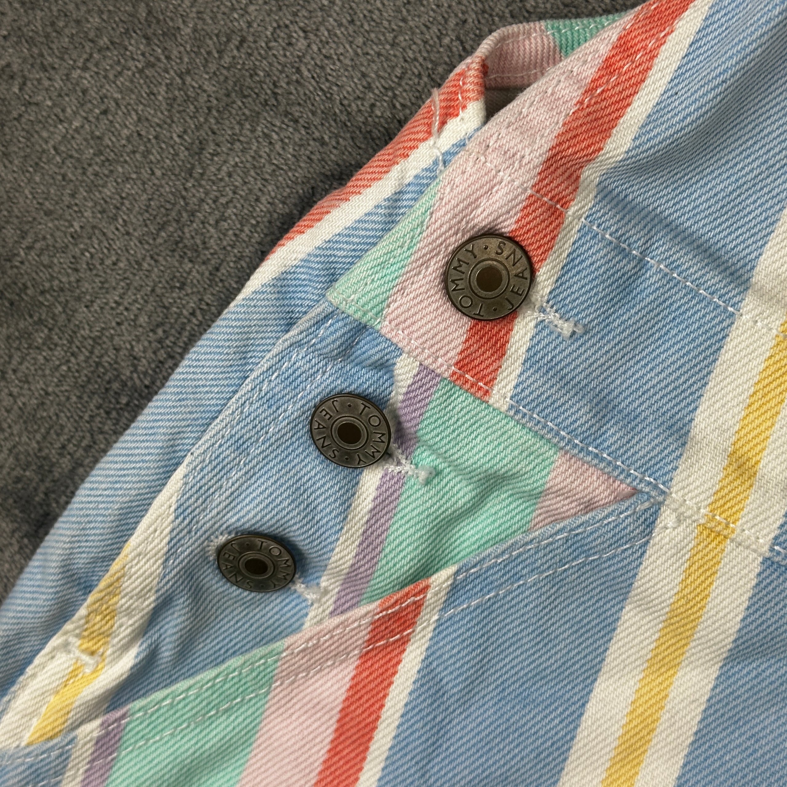 Tommy Jeans Pastel Striped Denim Dungaree Dress / Pinafore - Size S image 2