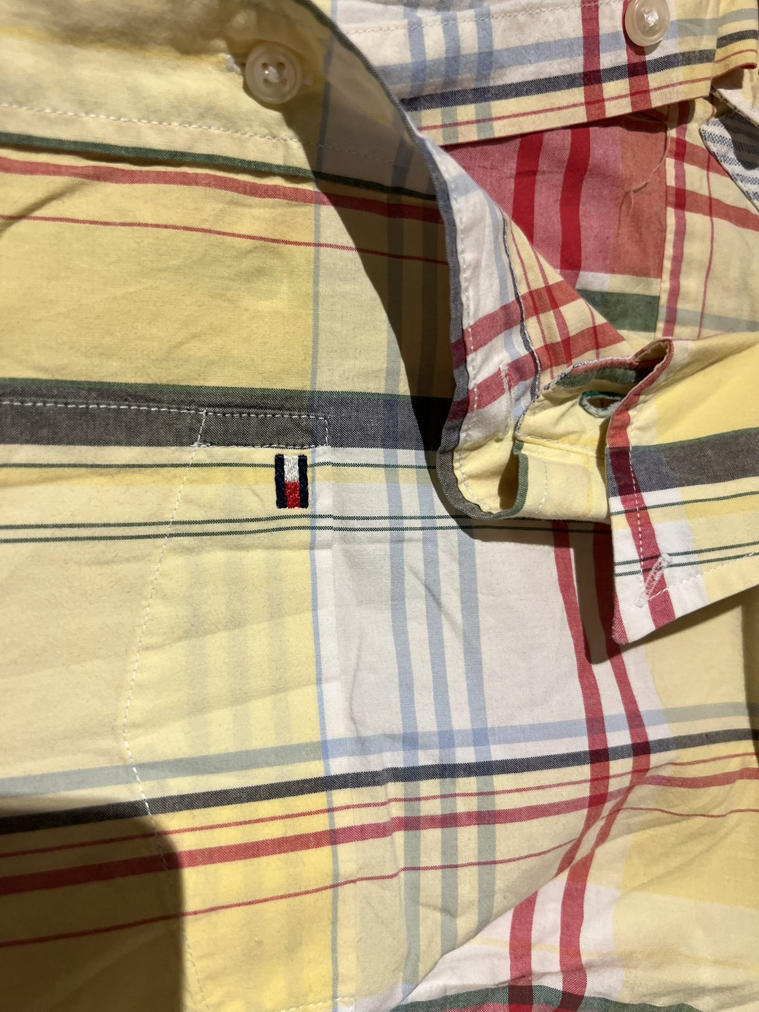 Tommy Hilfiger Yellow & Red Check Men's Shirt Large Cotton image 2