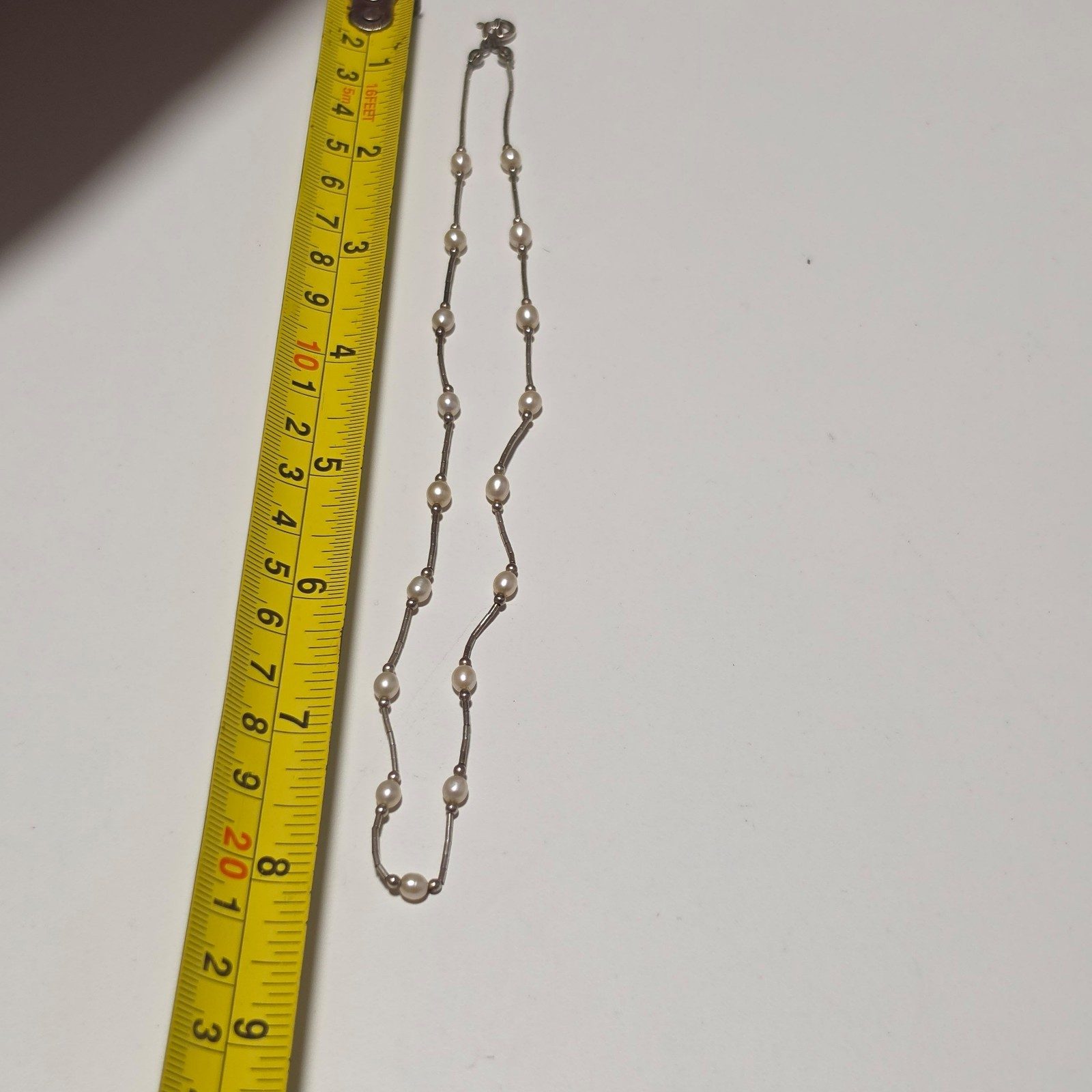 925 Silver & White Pearl Necklace .b6 image 4