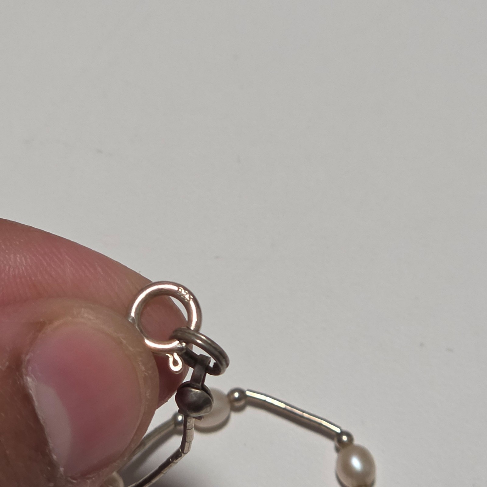 925 Silver & White Pearl Necklace .b6 image 5