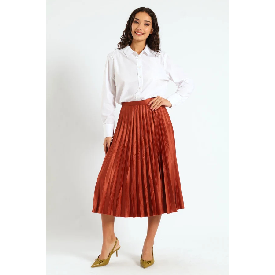 New 8 BY YOOX Faux Leather Pleated Midi Skirt Size M / IT 42 image 2