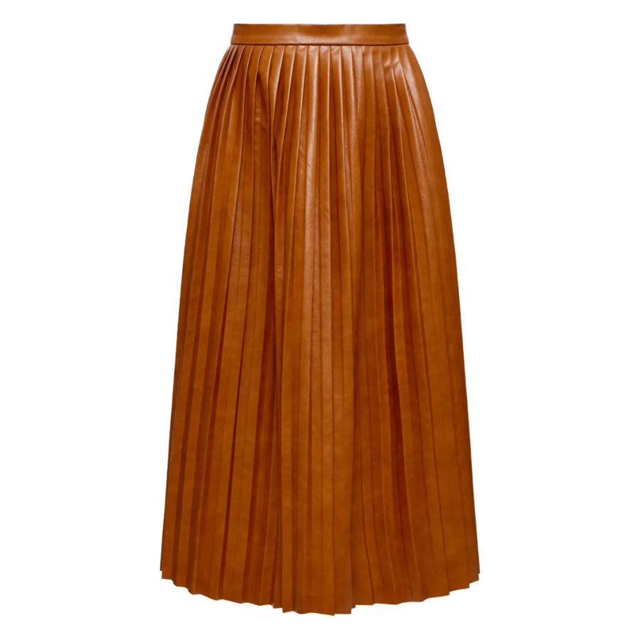 New 8 BY YOOX Faux Leather Pleated Midi Skirt Size M / IT 42