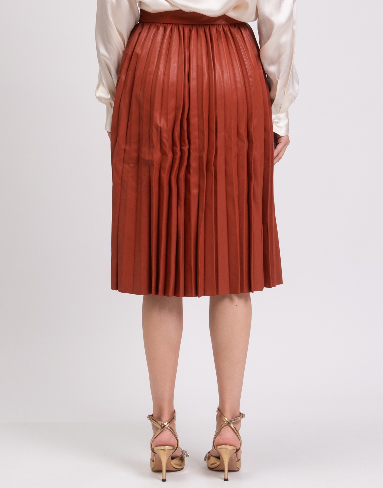 New 8 BY YOOX Faux Leather Pleated Midi Skirt Size M / IT 42 image 5