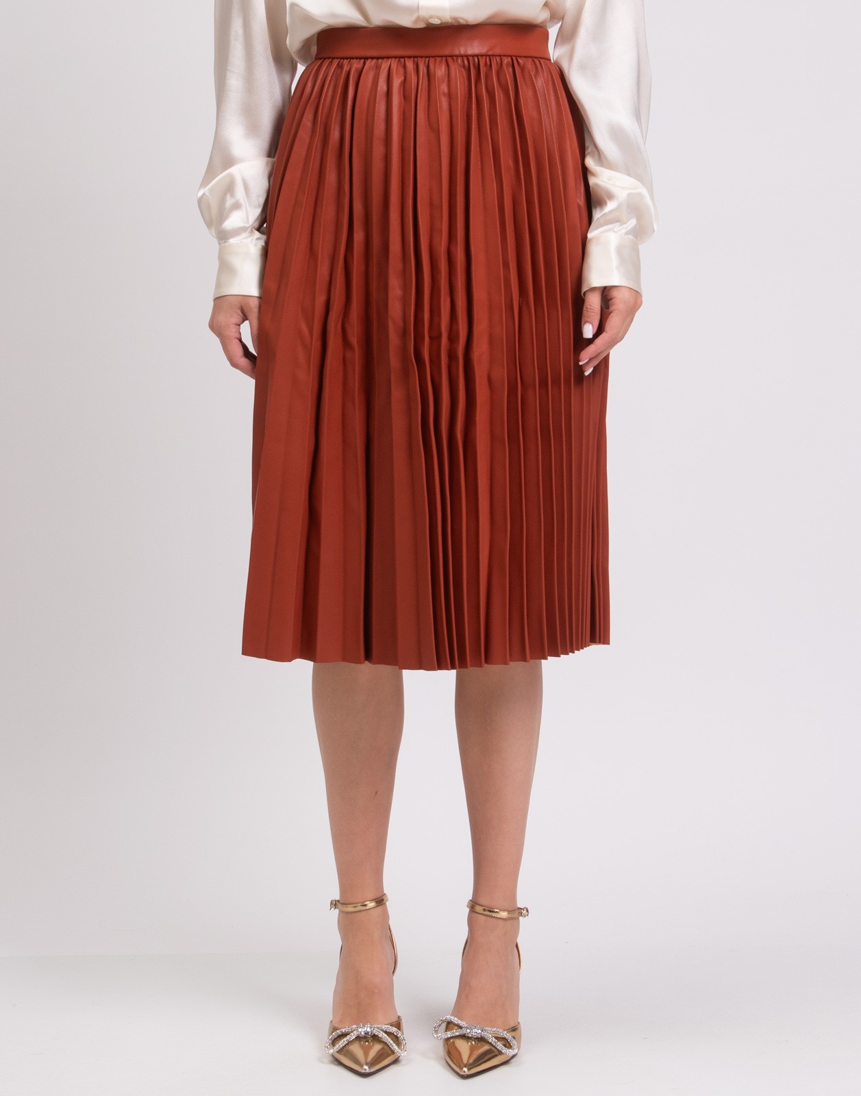 New 8 BY YOOX Faux Leather Pleated Midi Skirt Size M / IT 42 image 4