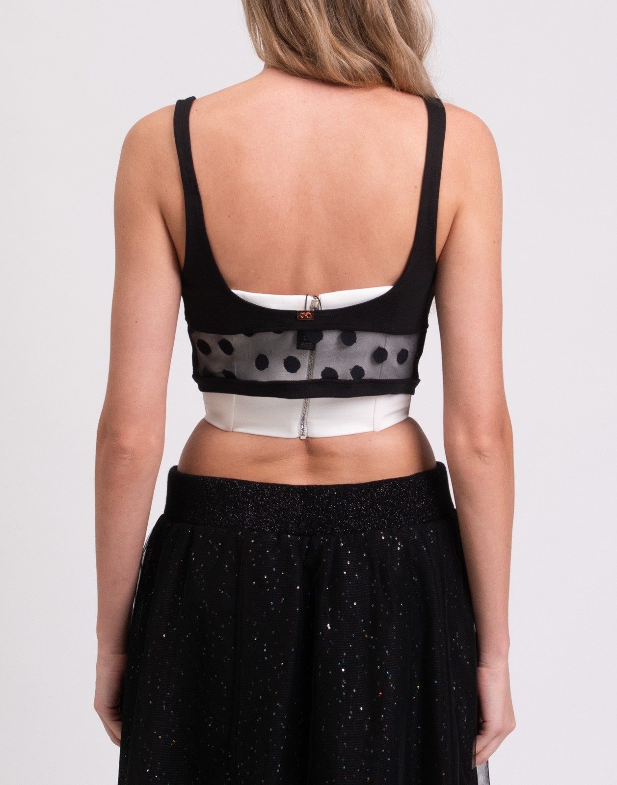 For Love & Lemons Skivvies Polka Dot Mesh Crop Top Size M image 4