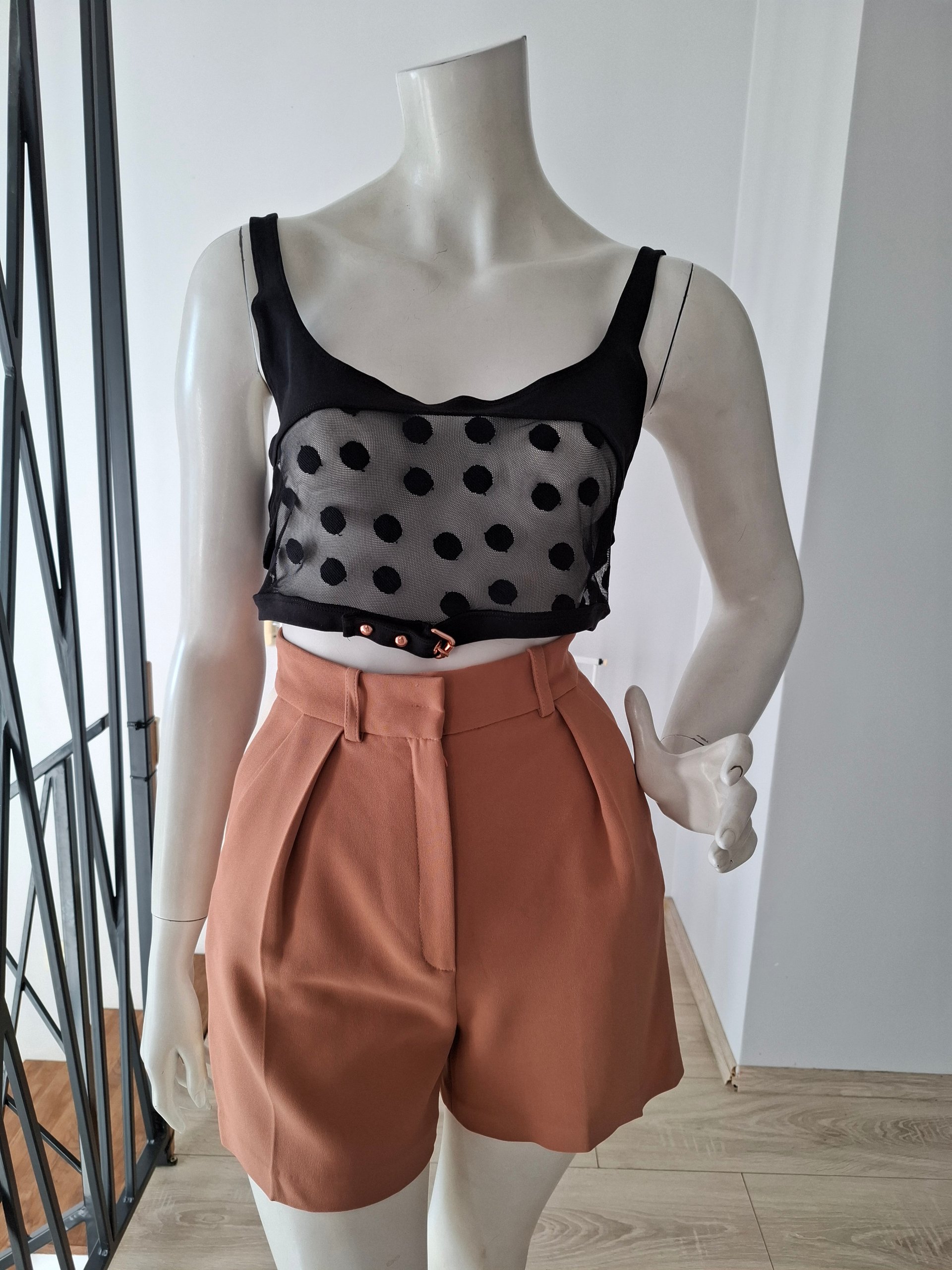 For Love & Lemons Skivvies Polka Dot Mesh Crop Top Size M image 6