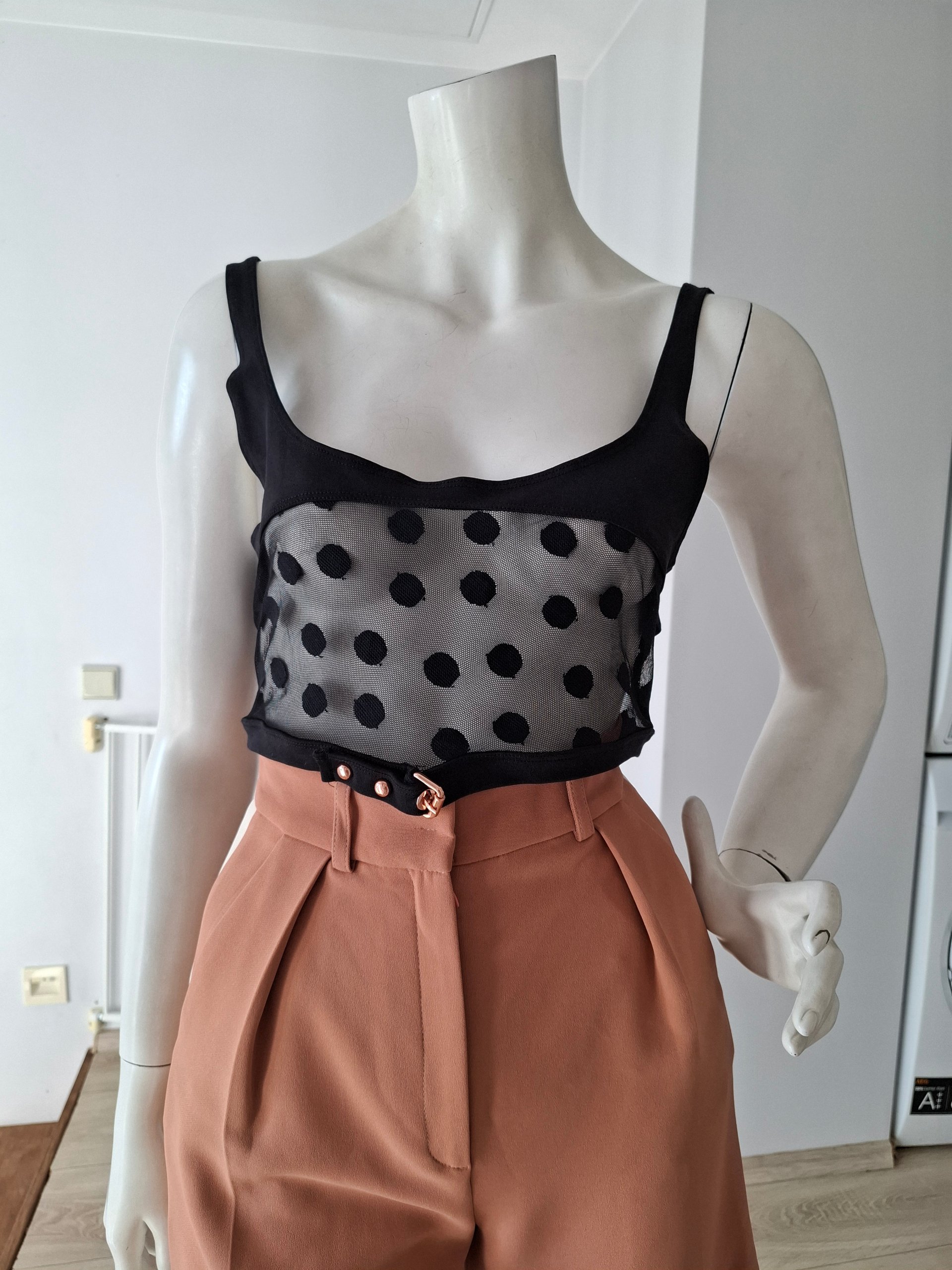 For Love & Lemons Skivvies Polka Dot Mesh Crop Top Size M image 7
