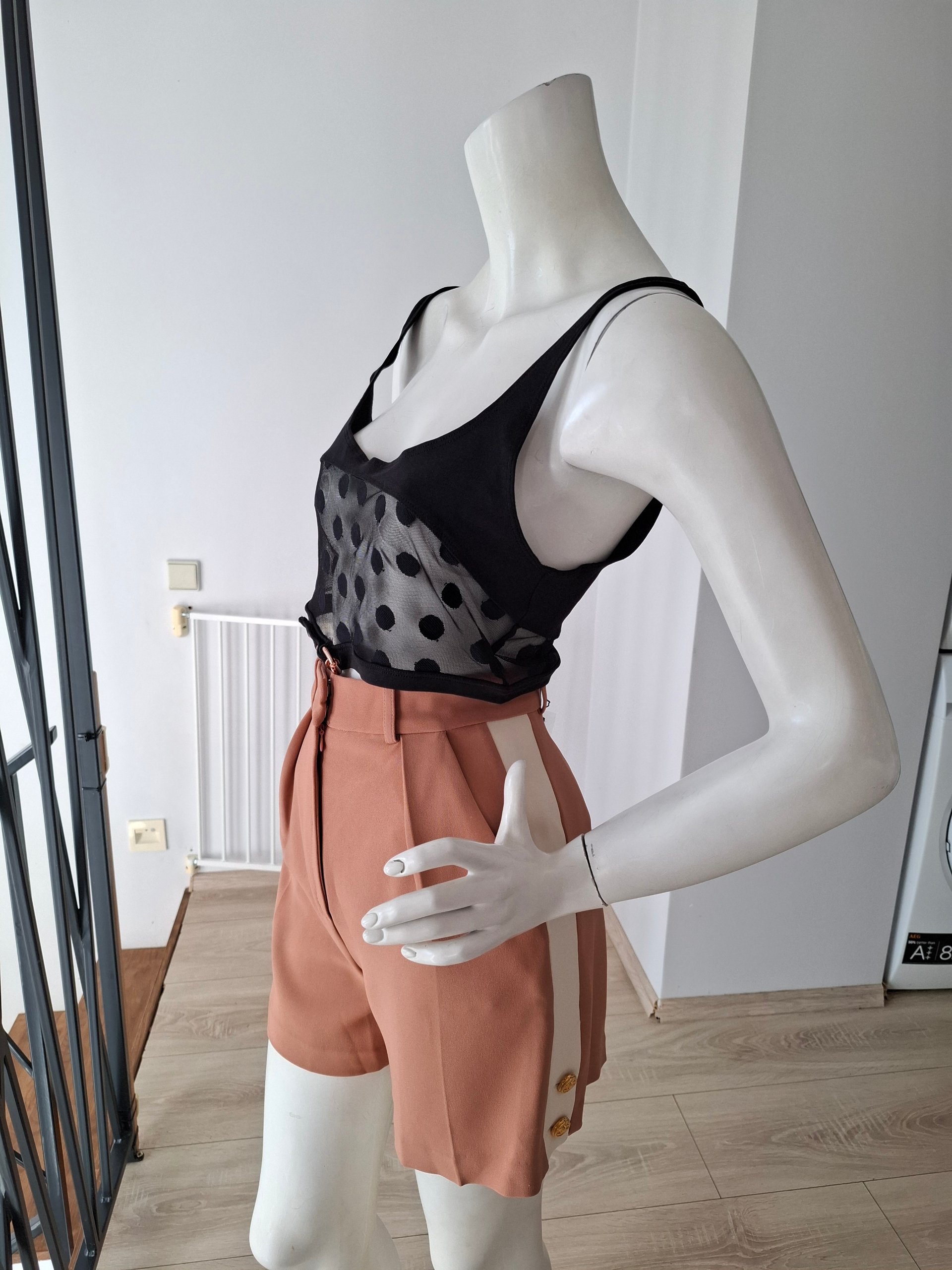 For Love & Lemons Skivvies Polka Dot Mesh Crop Top Size M image 8