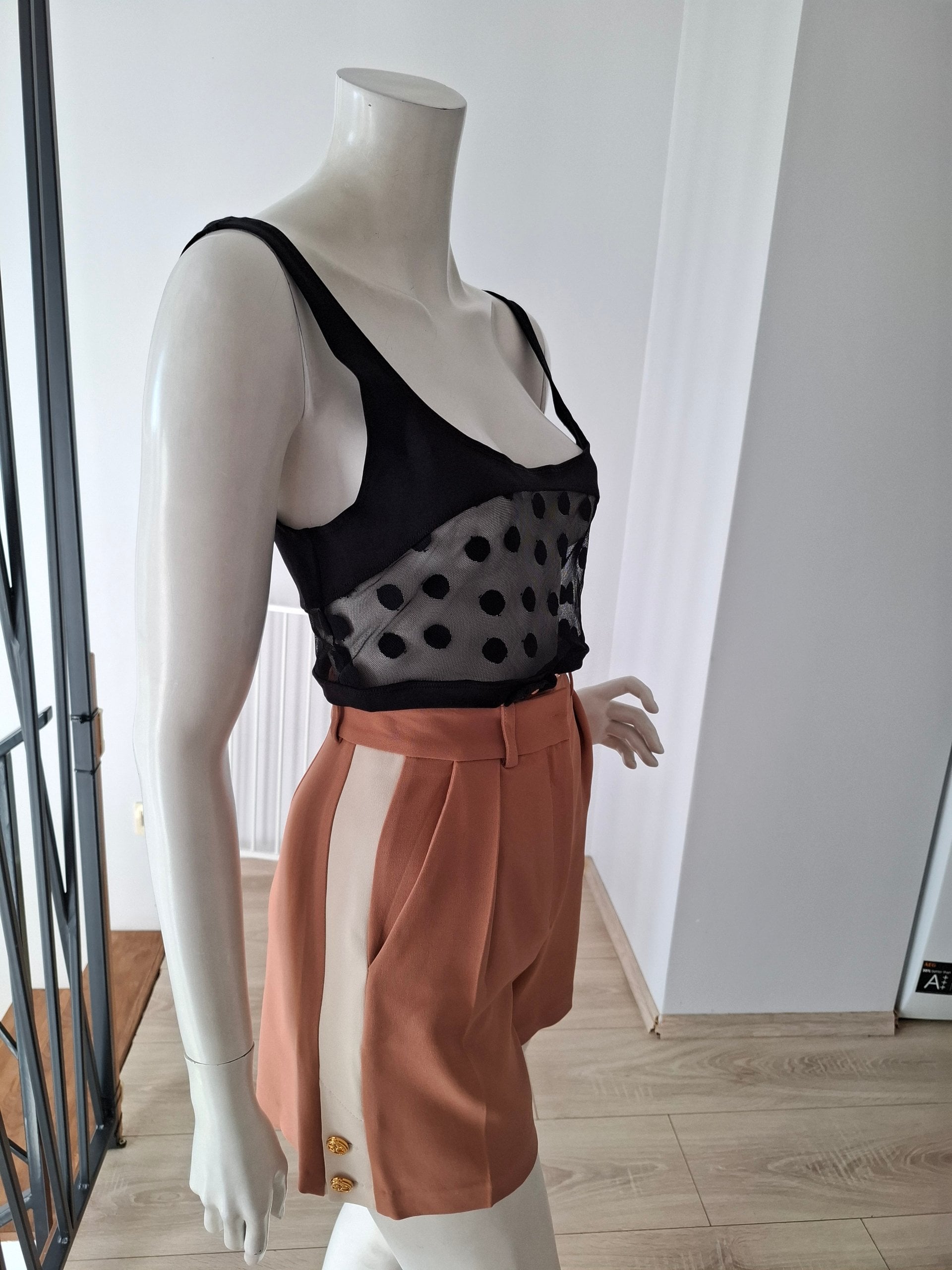 For Love & Lemons Skivvies Polka Dot Mesh Crop Top Size M image 9