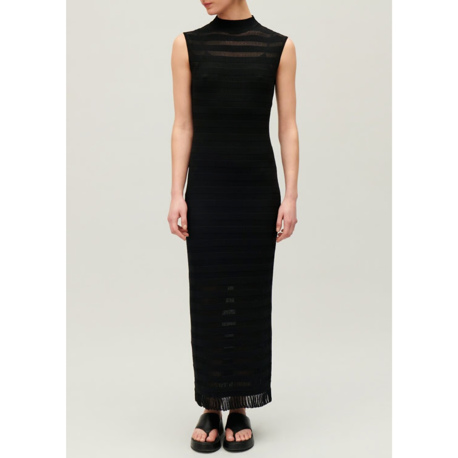 New Claudie Pierlot Black Knit Sleeveless Maxi Dress Size S image 2