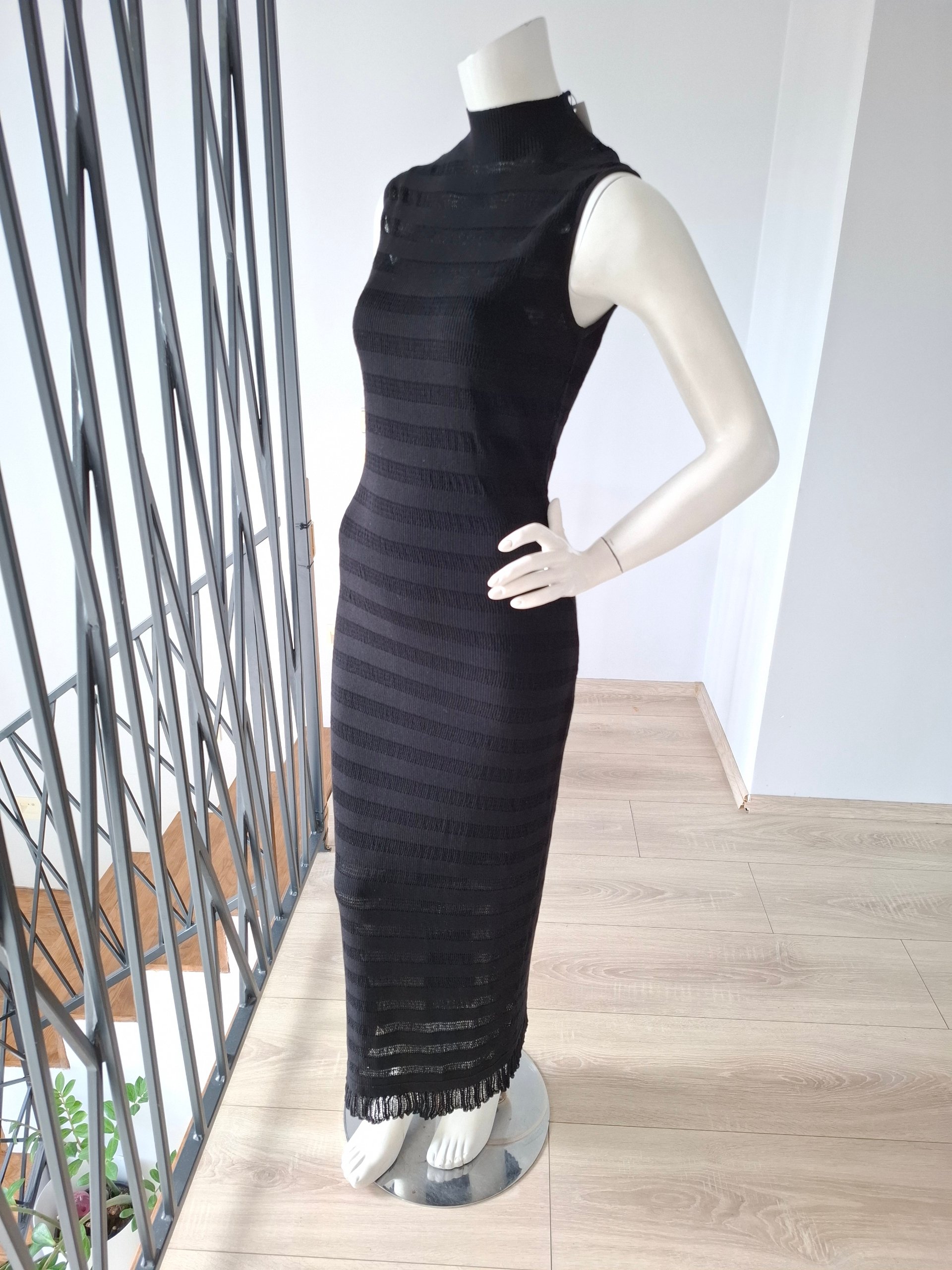 New Claudie Pierlot Black Knit Sleeveless Maxi Dress Size S image 5