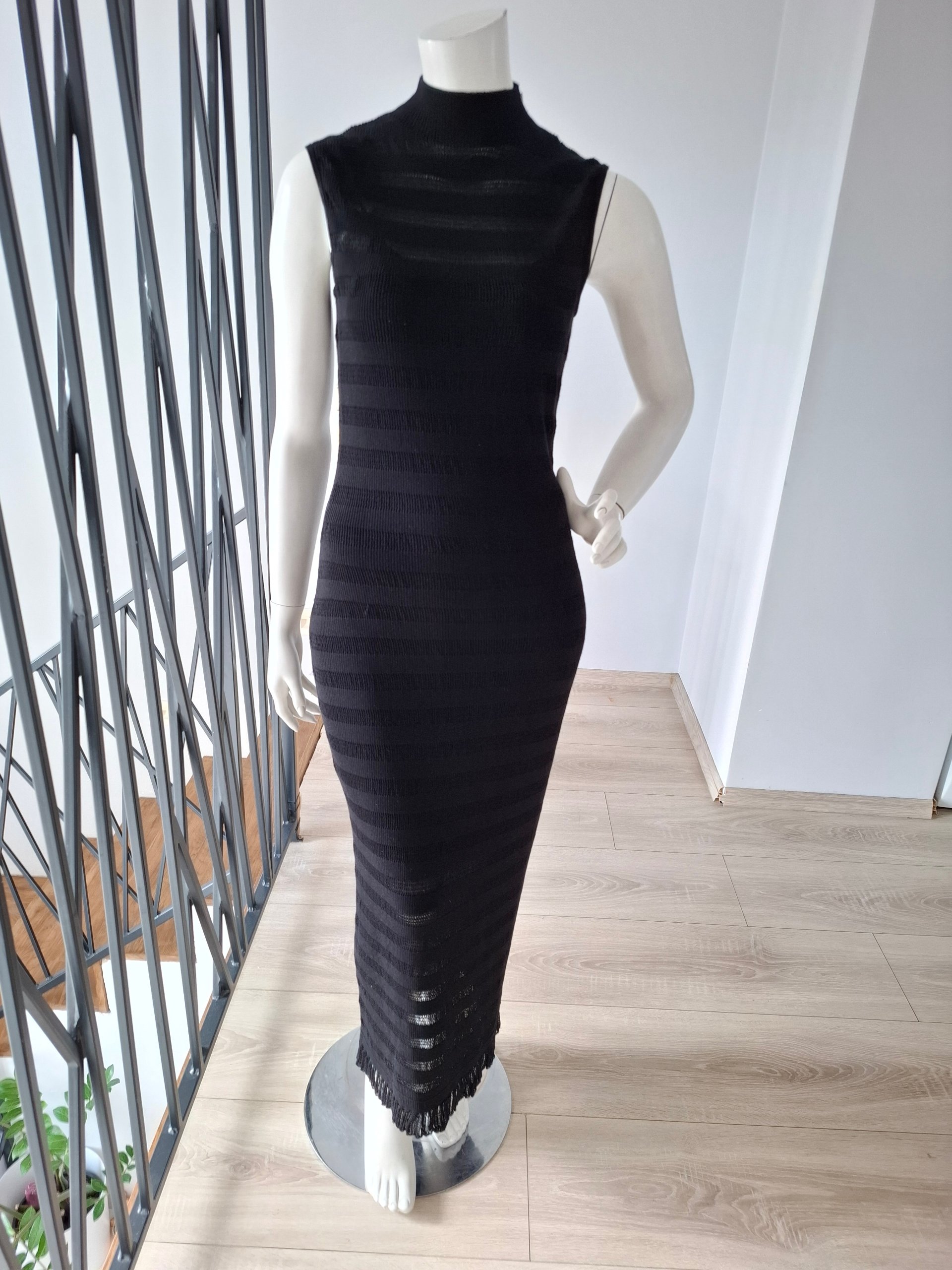 New Claudie Pierlot Black Knit Sleeveless Maxi Dress Size S image 6