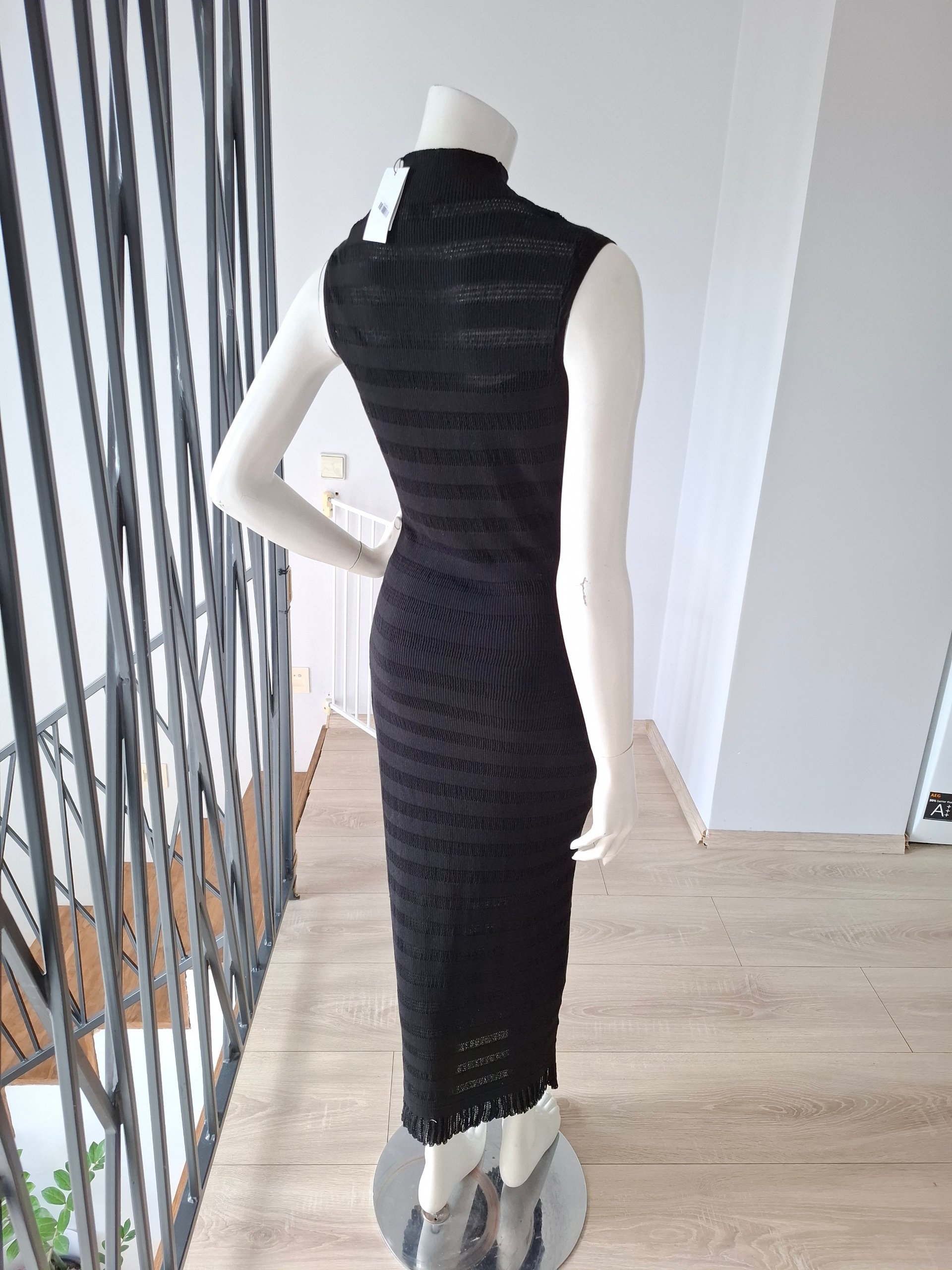 New Claudie Pierlot Black Knit Sleeveless Maxi Dress Size S image 7