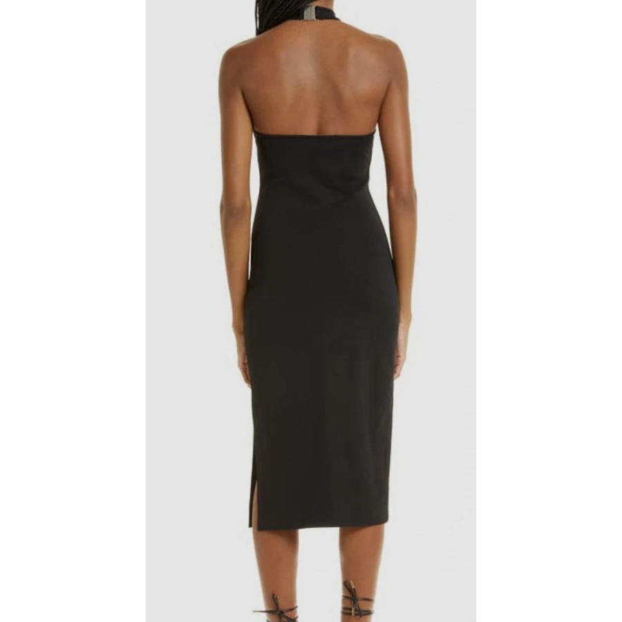 New GAUGE81 Black Abile Cut-Out Halter Midi Dress Size L image 5
