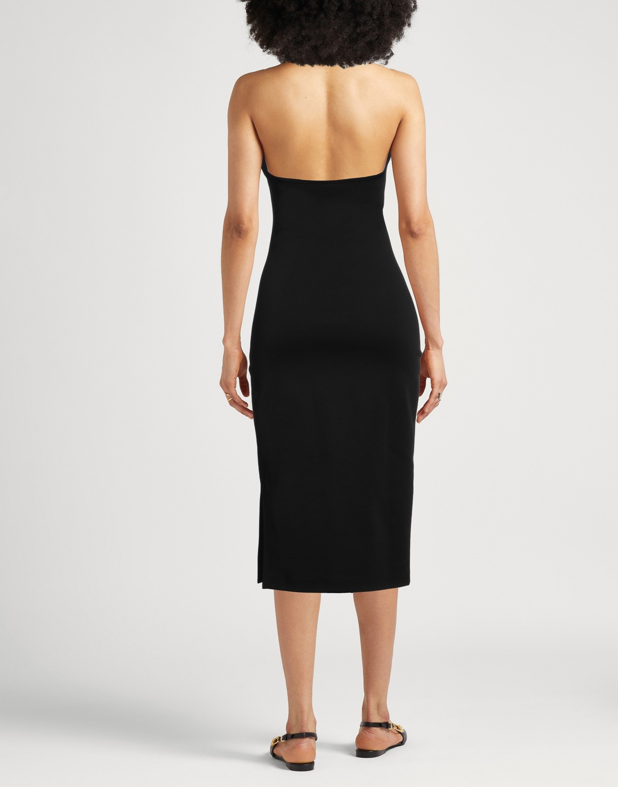 New GAUGE81 Black Abile Cut-Out Halter Midi Dress Size L image 3