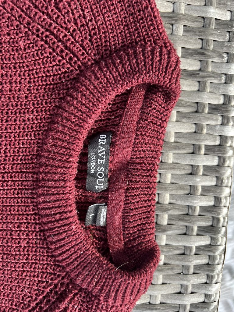 Brave Soul Women's Burgundy Knit Jumper Large image 2